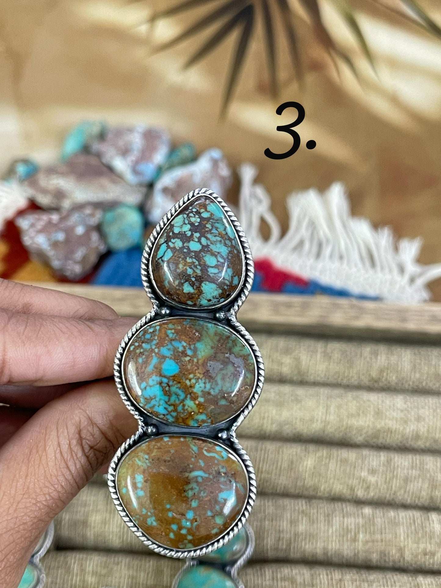 Handmade Sterling Silver Royston Turquoise Adjustable Ring, Signed Nizhoni