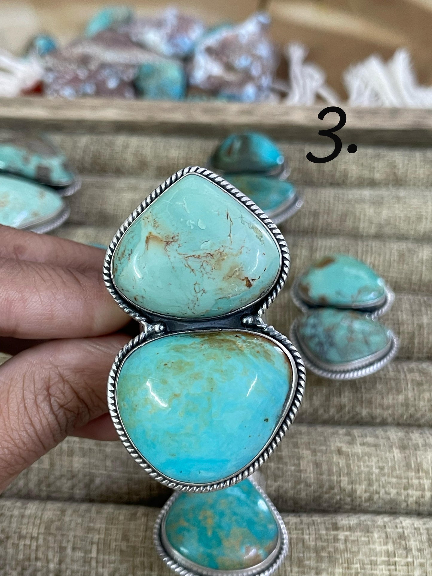 Handmade Sterling Silver Royston Turquoise Adjustable Ring, Signed Nizhoni