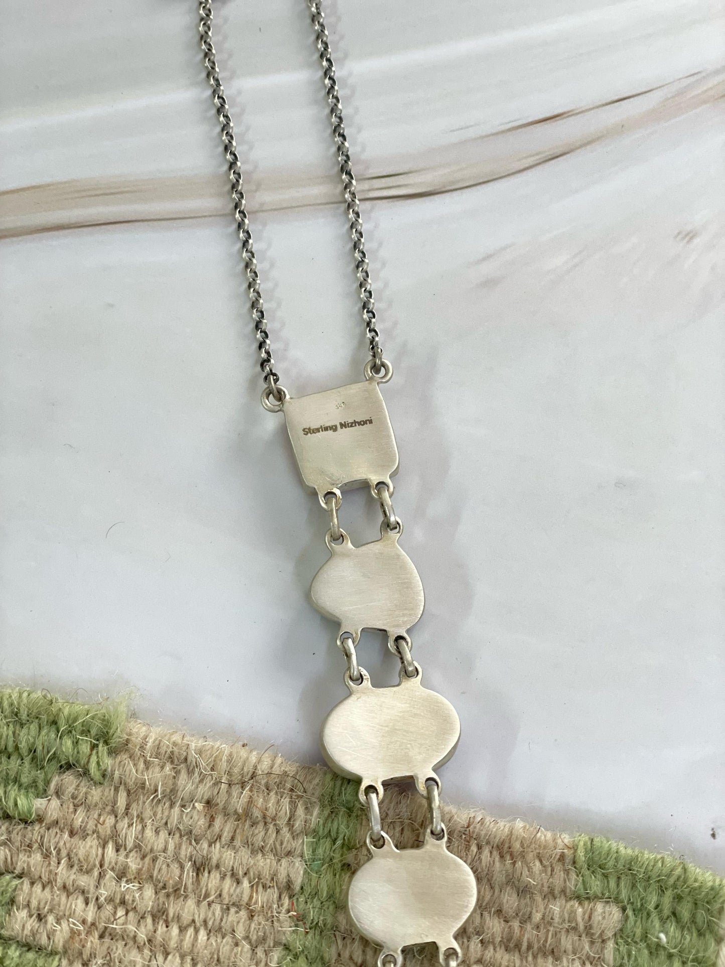 Handmade Sterling Silver Cotton Candy Necklace, Signed Nizhoni