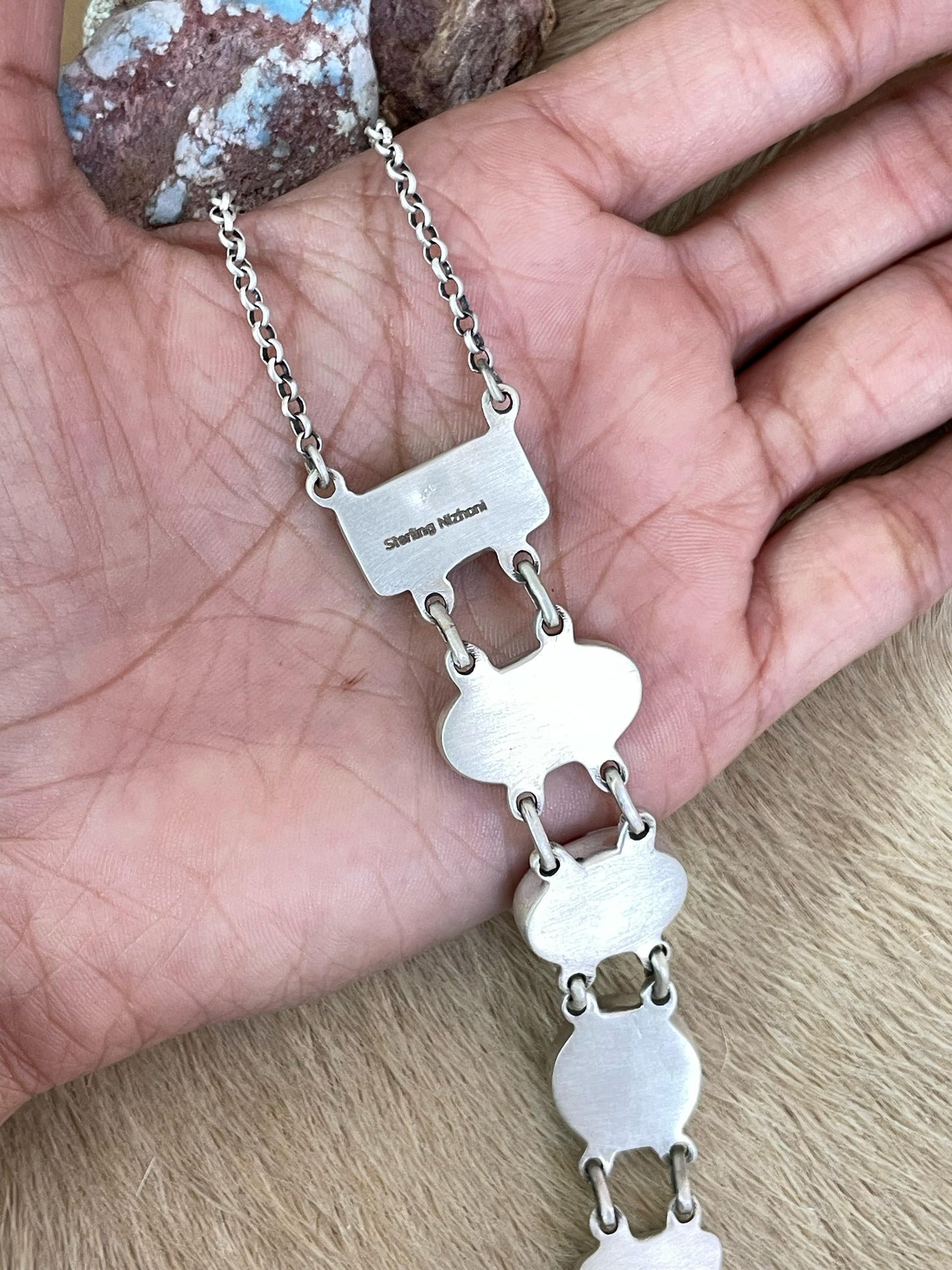 Handmade Sterling Silver, Rose Dahlia Necklace Signed Nizhoni