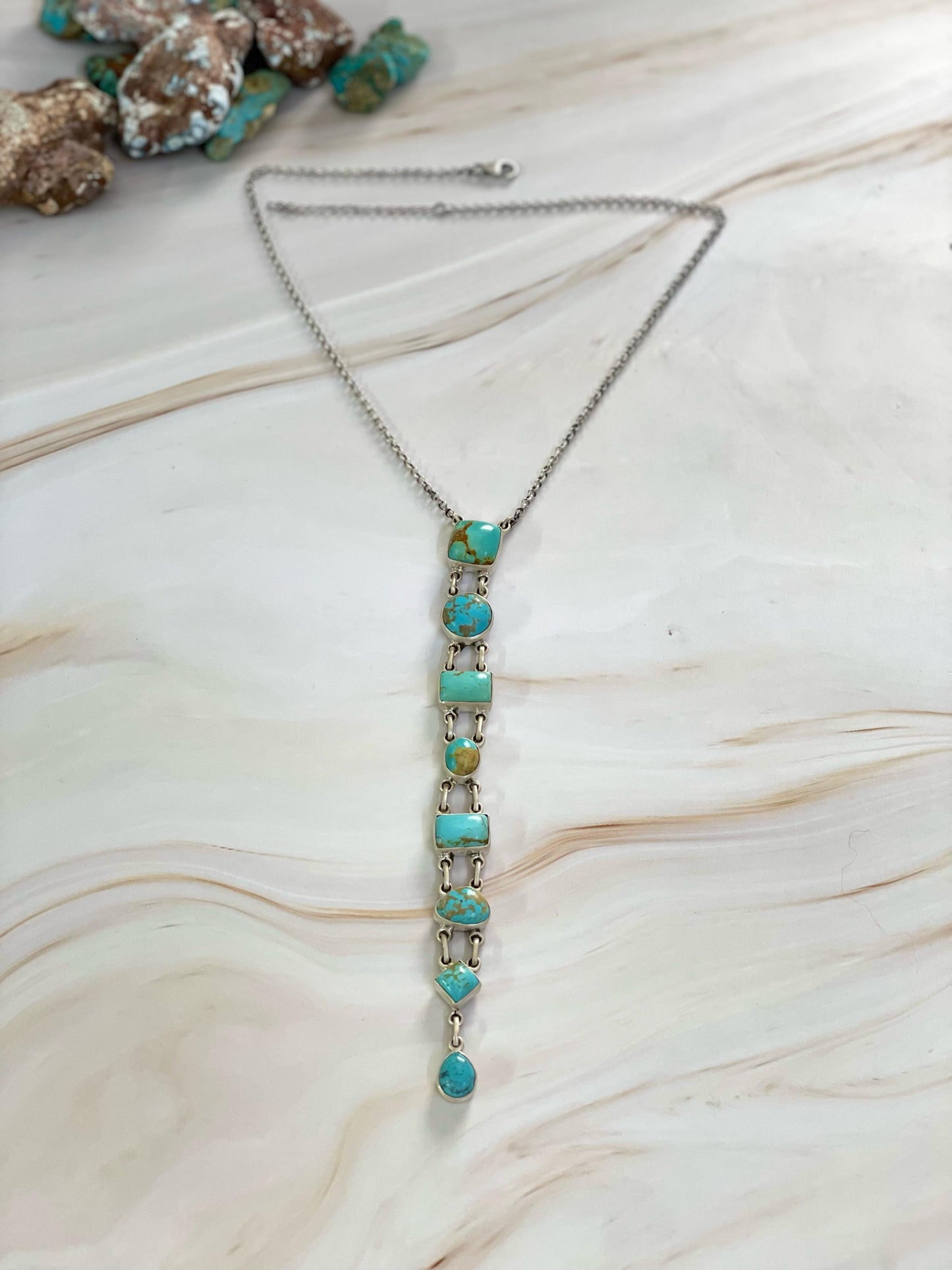 Handmade Sterling Silver, Mojave Necklace Signed Nizhoni