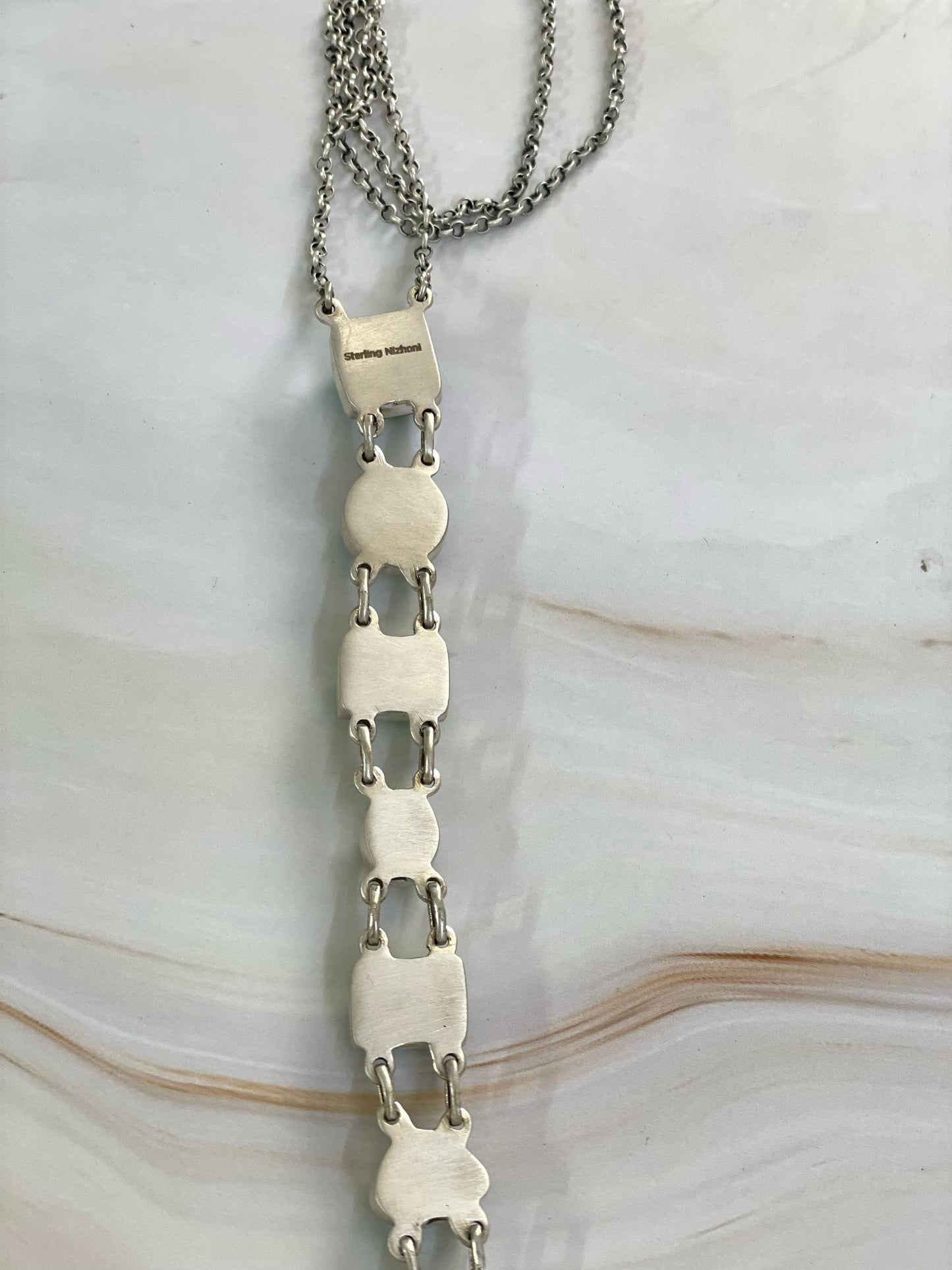 Handmade Sterling Silver, Mojave Necklace Signed Nizhoni