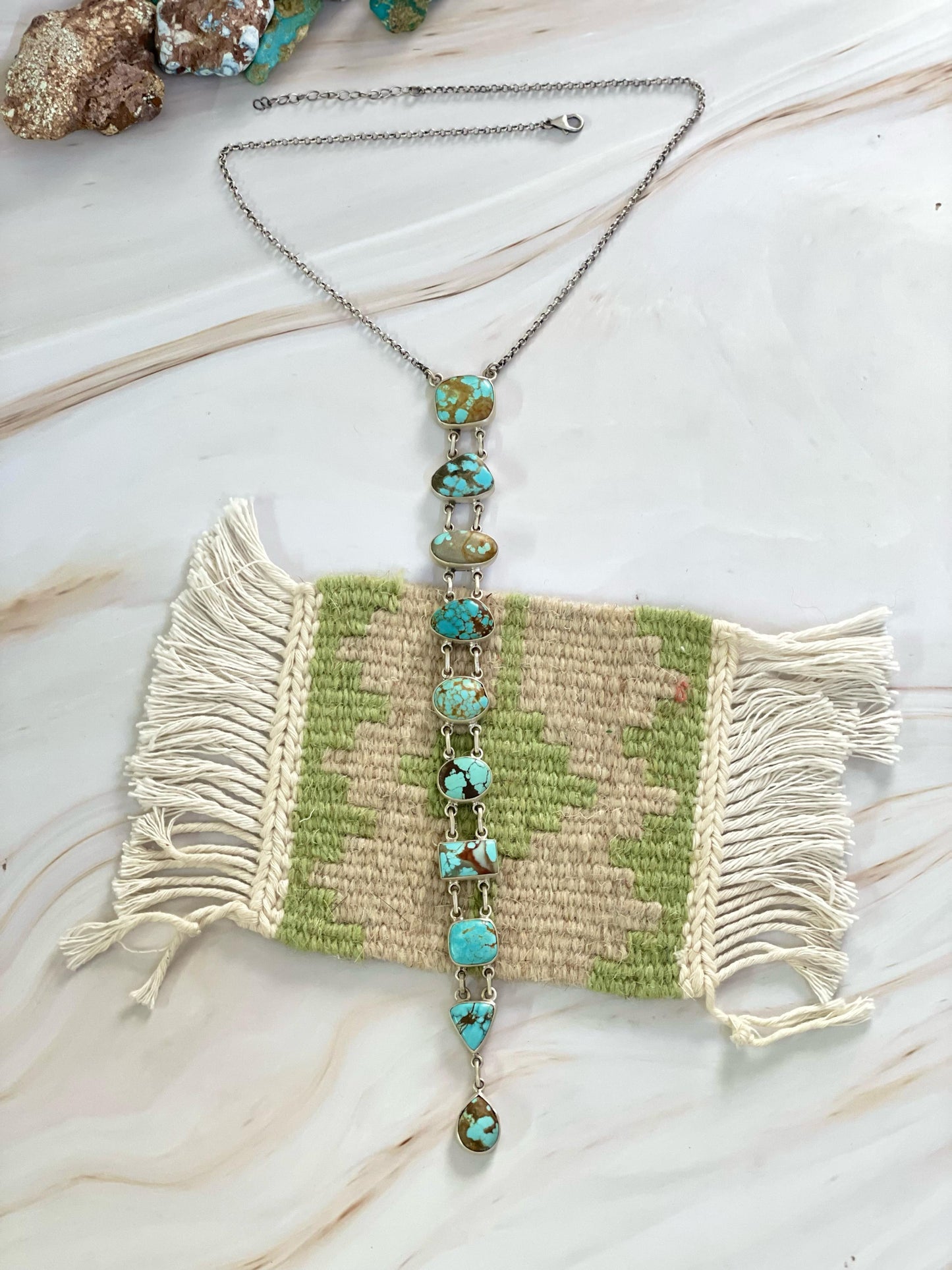 Handmade Sterling Silver, Number 8 Turquoise Necklace Signed Nizhoni
