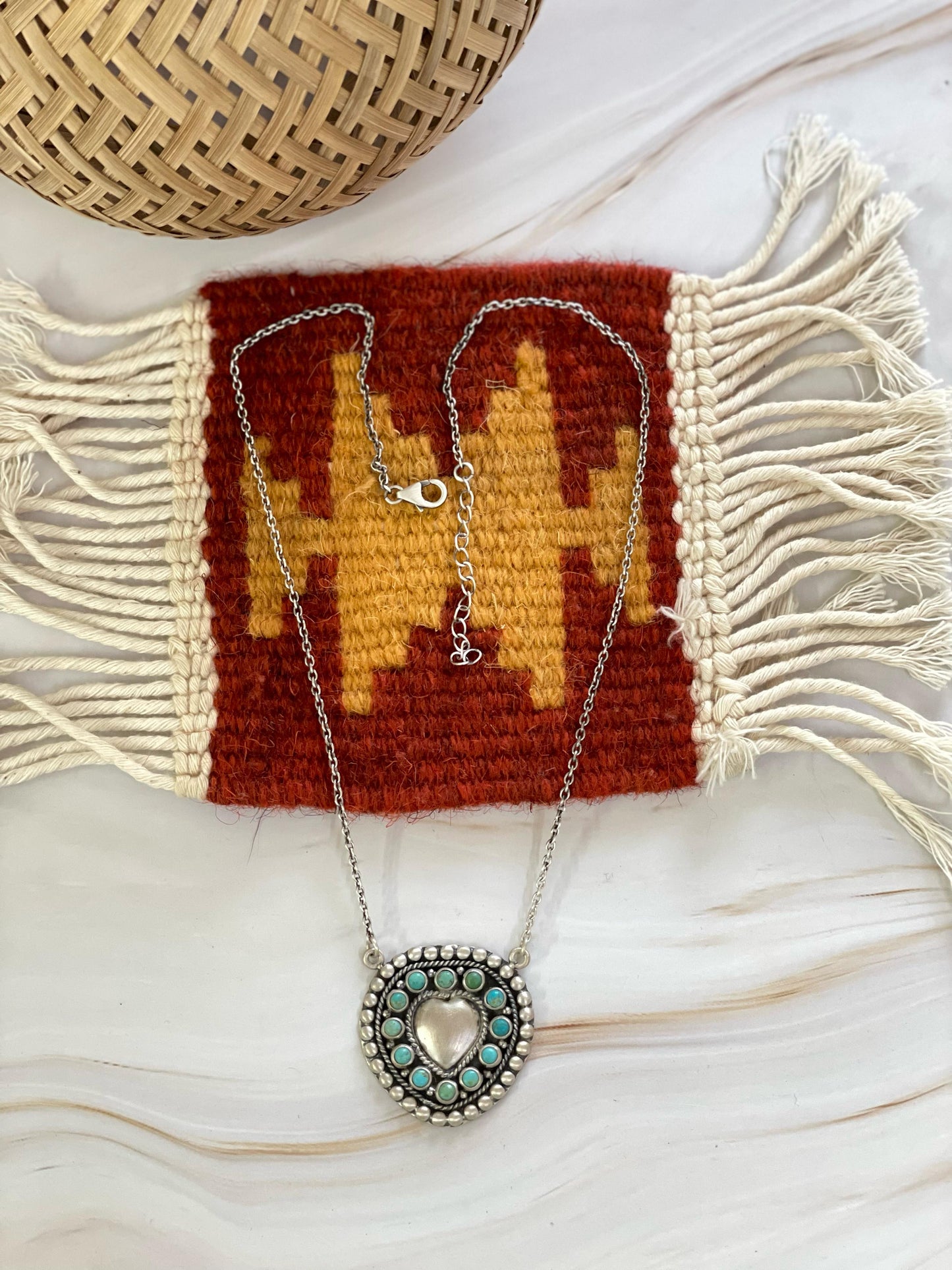 Handmade Sterling Silver Turquoise Necklace, Signed Nizhoni