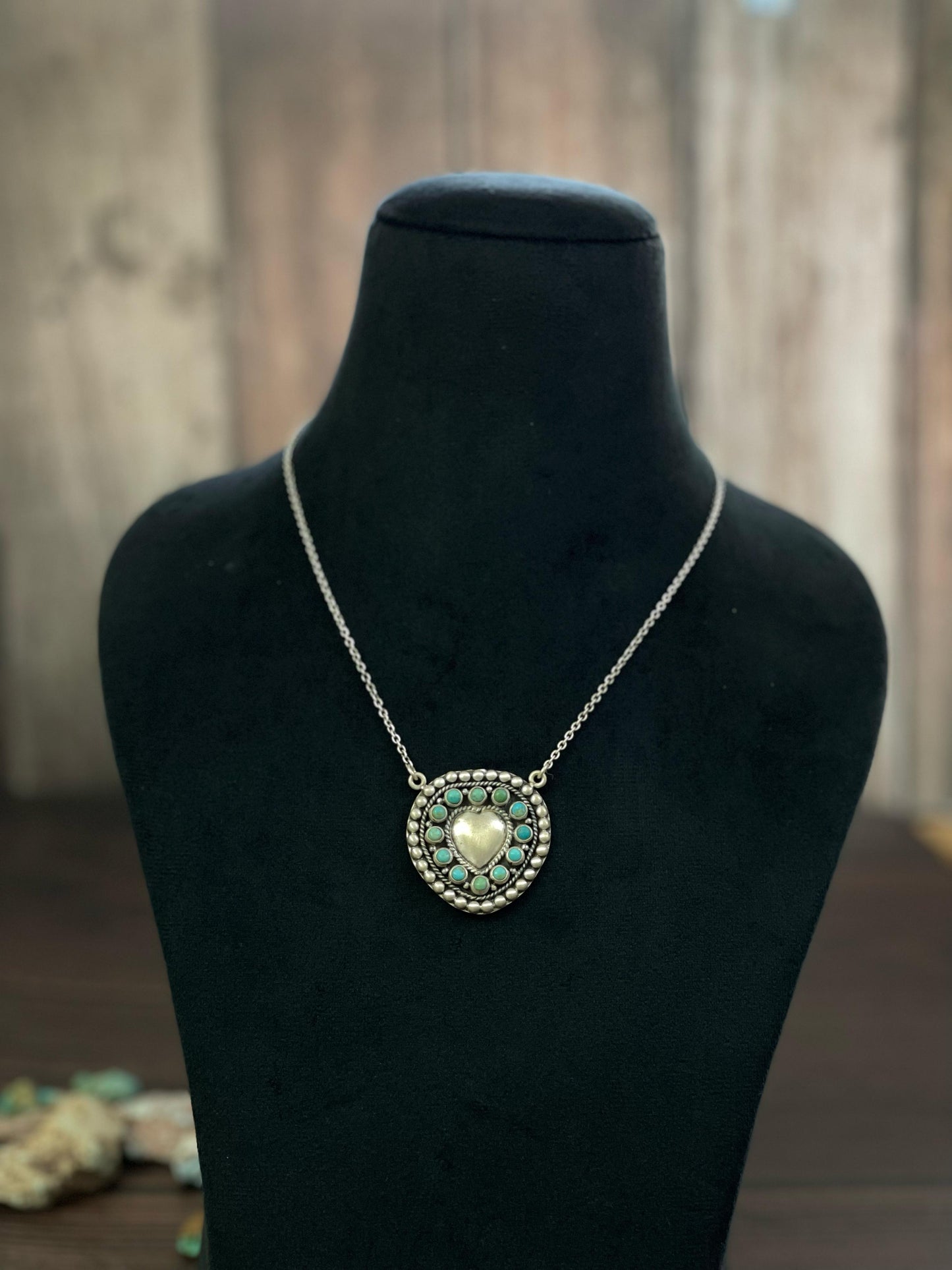Handmade Sterling Silver Turquoise Necklace, Signed Nizhoni