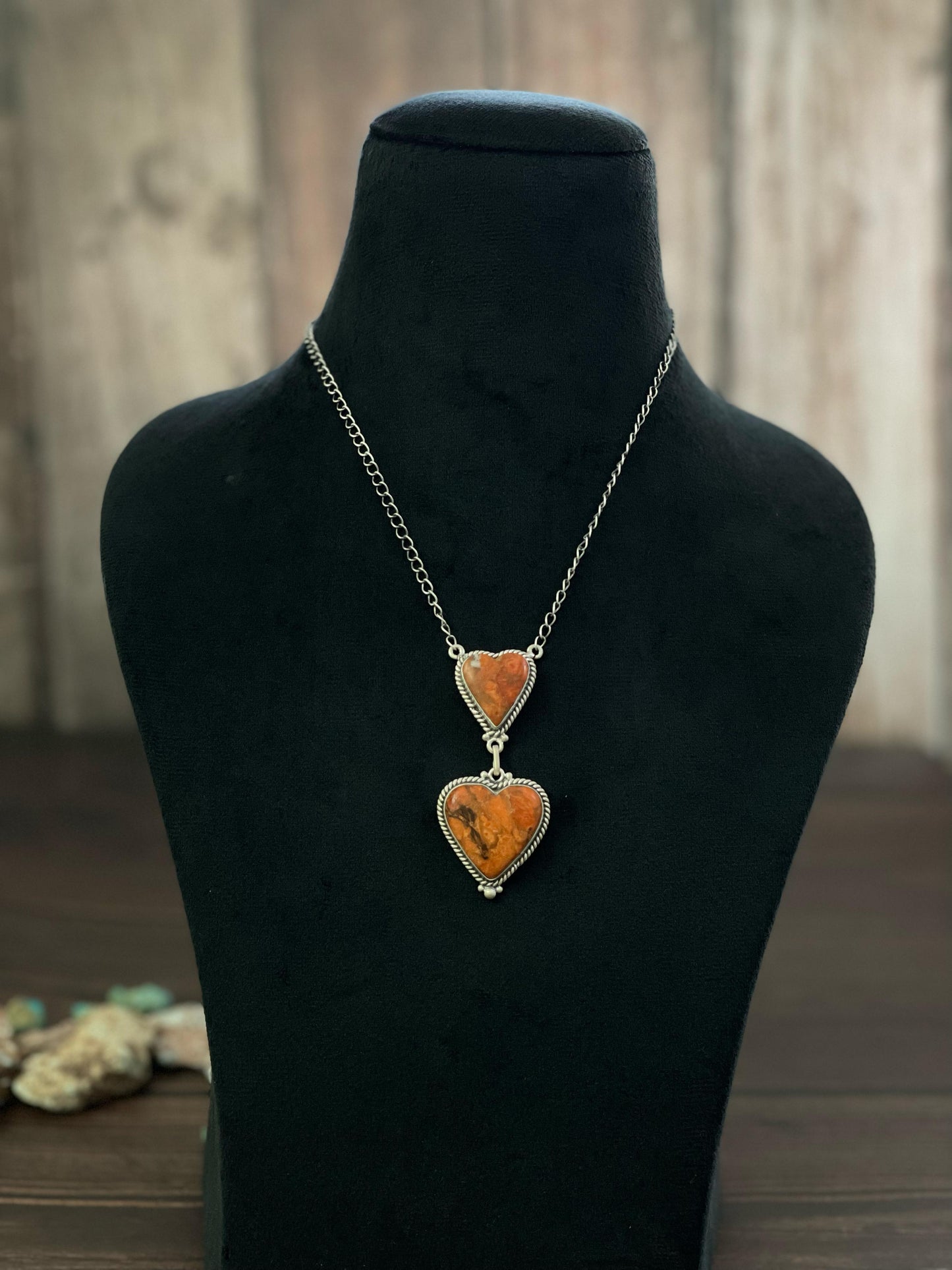 Handmade Sterling Silver Rose Dahlia, Purple, Orange Mojave, Royston Turquoise, Mojave, Green Mojave, Turquoise-Coral Mix, Purple Kingman Mojave Necklace, Signed Nizhoni