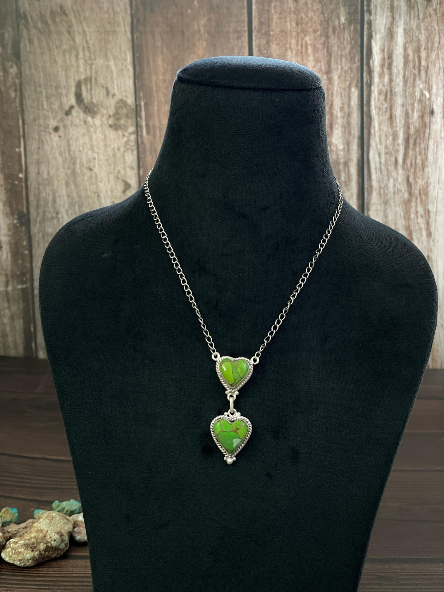 Handmade Sterling Silver Rose Dahlia, Purple, Orange Mojave, Royston Turquoise, Mojave, Green Mojave, Turquoise-Coral Mix, Purple Kingman Mojave Necklace, Signed Nizhoni