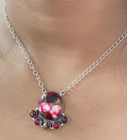 Handmade Sterling Silver Dahlia Rose Necklace with Signed Nizhoni (3)