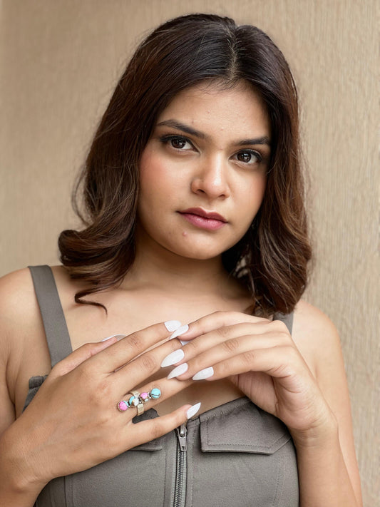 Handmade Sterling Silver Cotton Candy Adjustable Ring Signed Nizhoni (7)