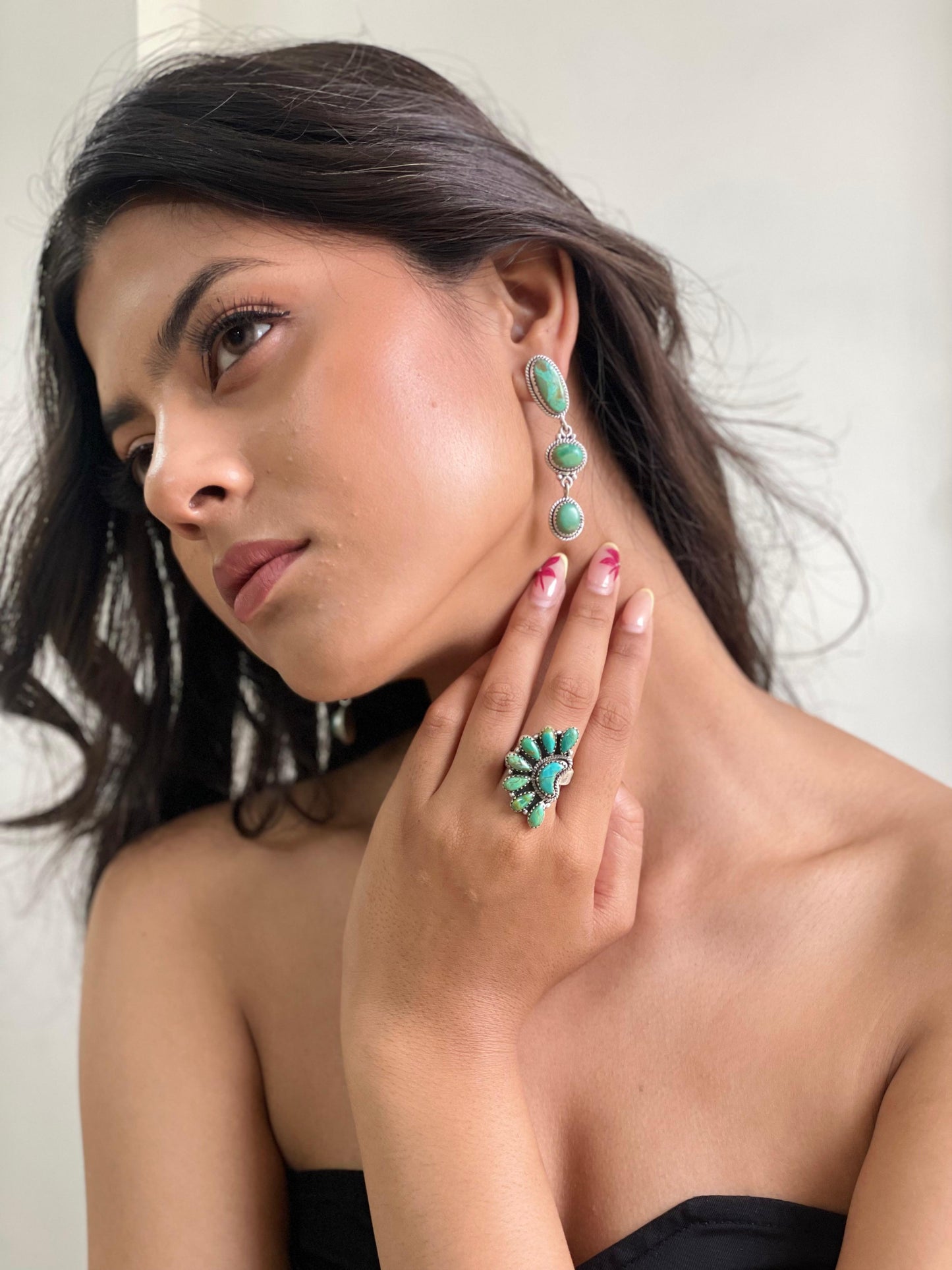 Handmade Sterling Silver Kingman Turquoise Adjustable Ring Signed Nizhoni (5)