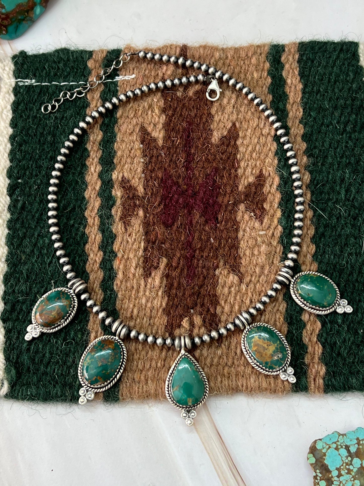 Handmade Sterling Silver Hardy Pit Beaded Necklace with Signed Nizhoni