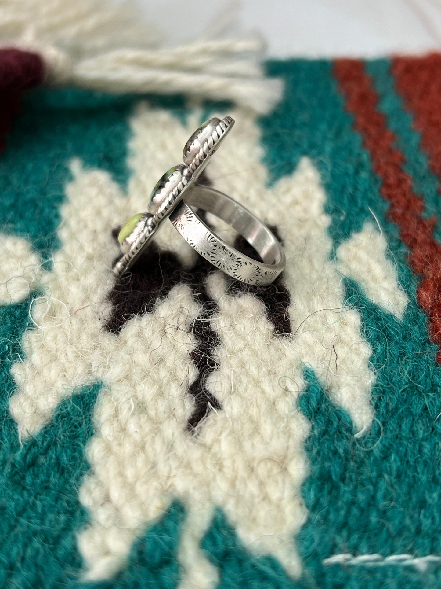 Handmade Sterling Silver Palomino Turquoise Adjustable Ring with Signed Nizhoni