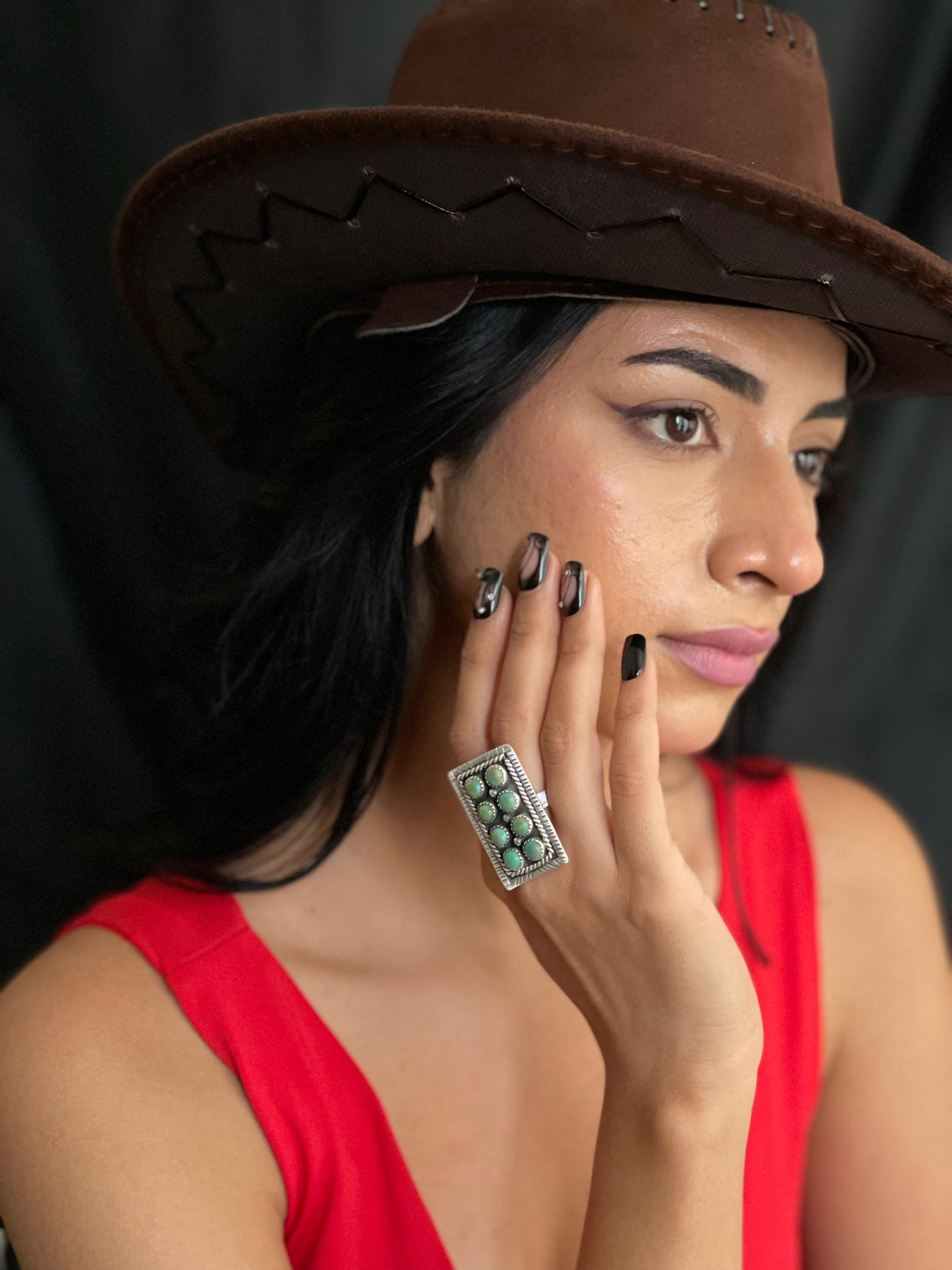Handmade Sterling Silver Kingman Turquoise Adjustable Rings with Signed Nizhoni