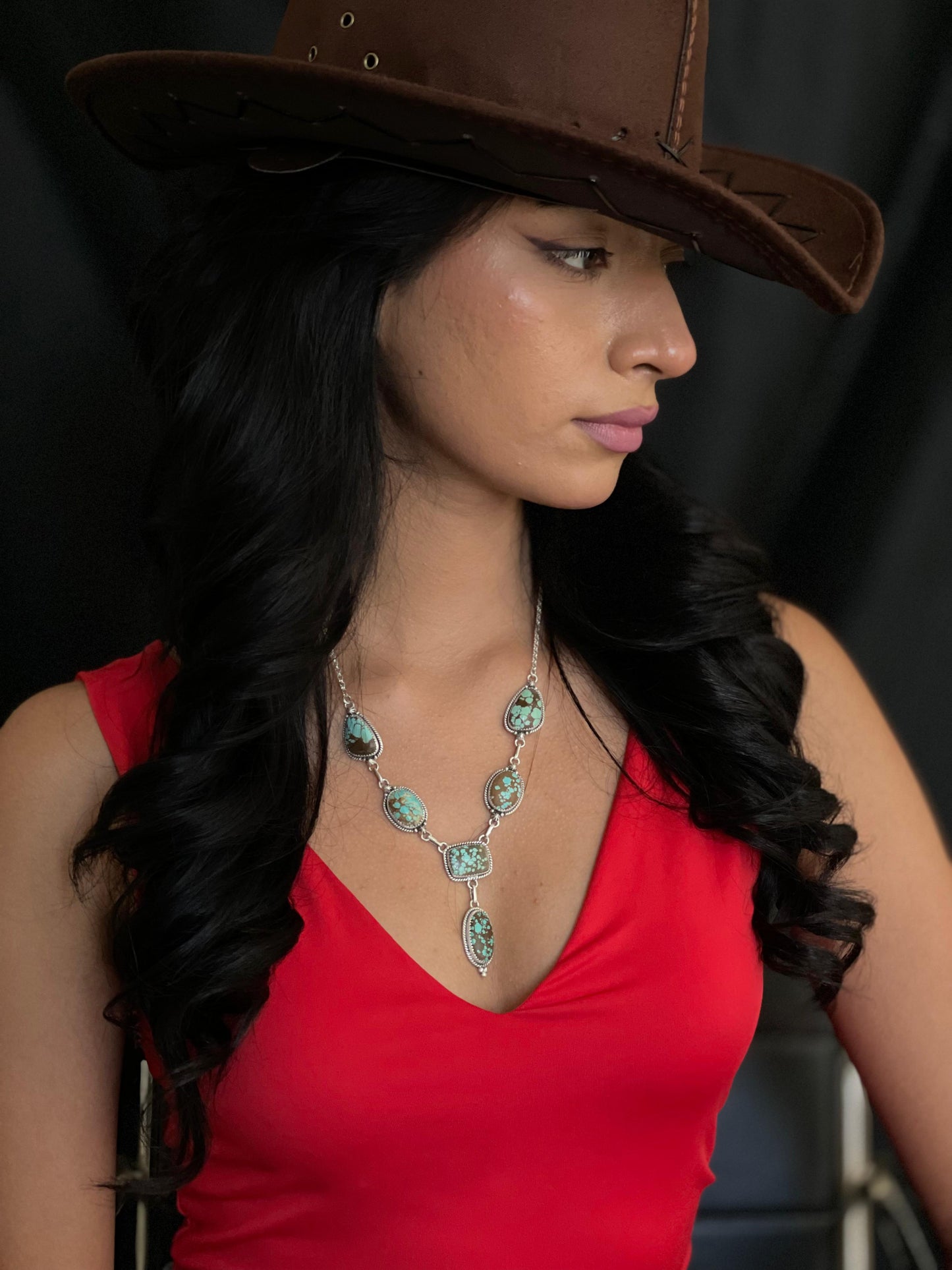 Handmade Sterling Silver Number 8 Turquoise Necklace with Signed Nizhoni (5)