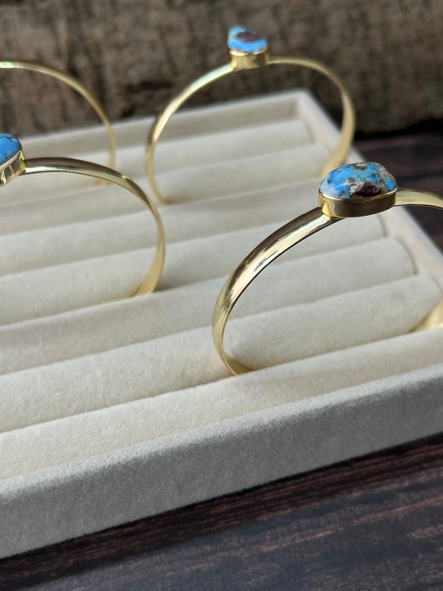 “The Golden Collection” Desert Winds Handmade Natural Gold Plated Golden Hills Turquoise Cuff Bracelet