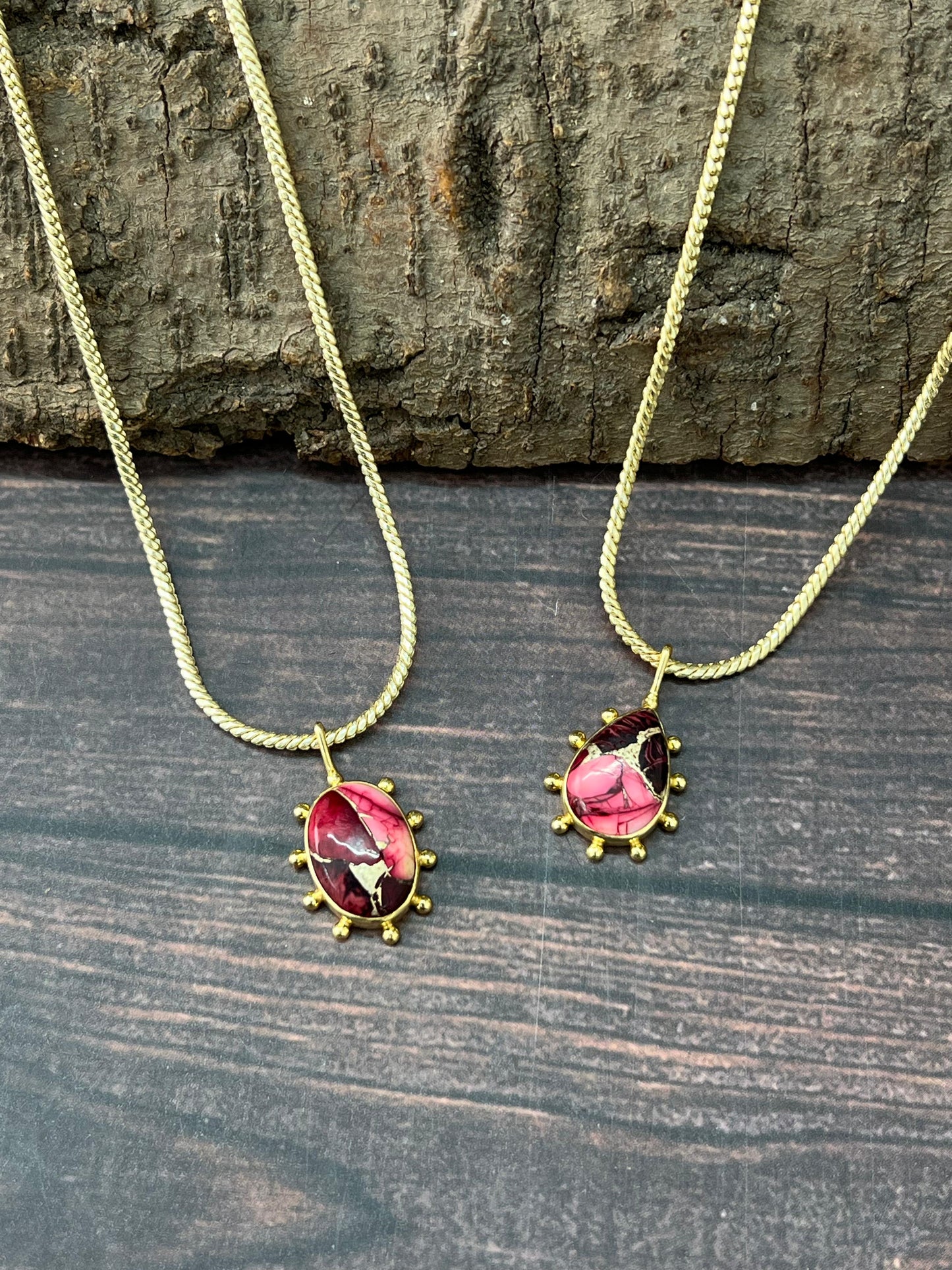 "THE GOLDEN COLLECTION" Handmade Natural Dahlia Rose Gold Plated Necklace