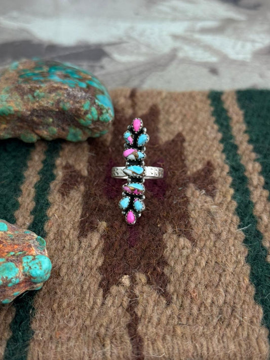 Handmade Sterling Silver Cotton Candy Adjustable Ring "Singed Nizhoni"