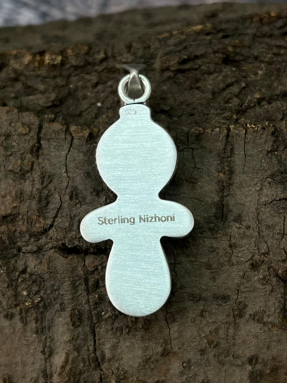 Handmade Sterling Silver Kingman Turquoise Pendant "Signed Nizhoni"