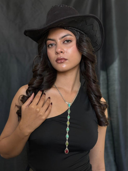 Handmade Sterling Silver Dahlia Rose with Emerald Valley Turquoise Necklace "Signed Nizhoni"