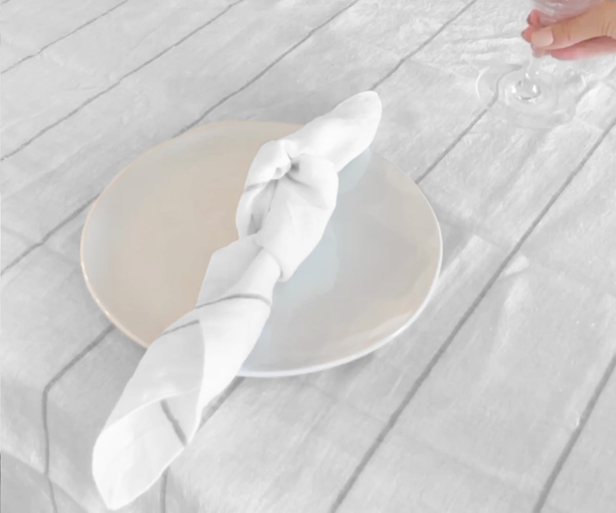 Rectangle Tablecloth - Striped Linen Tablecloth