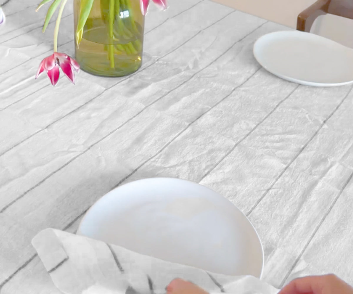 Rectangle Tablecloth - Striped Linen Tablecloth