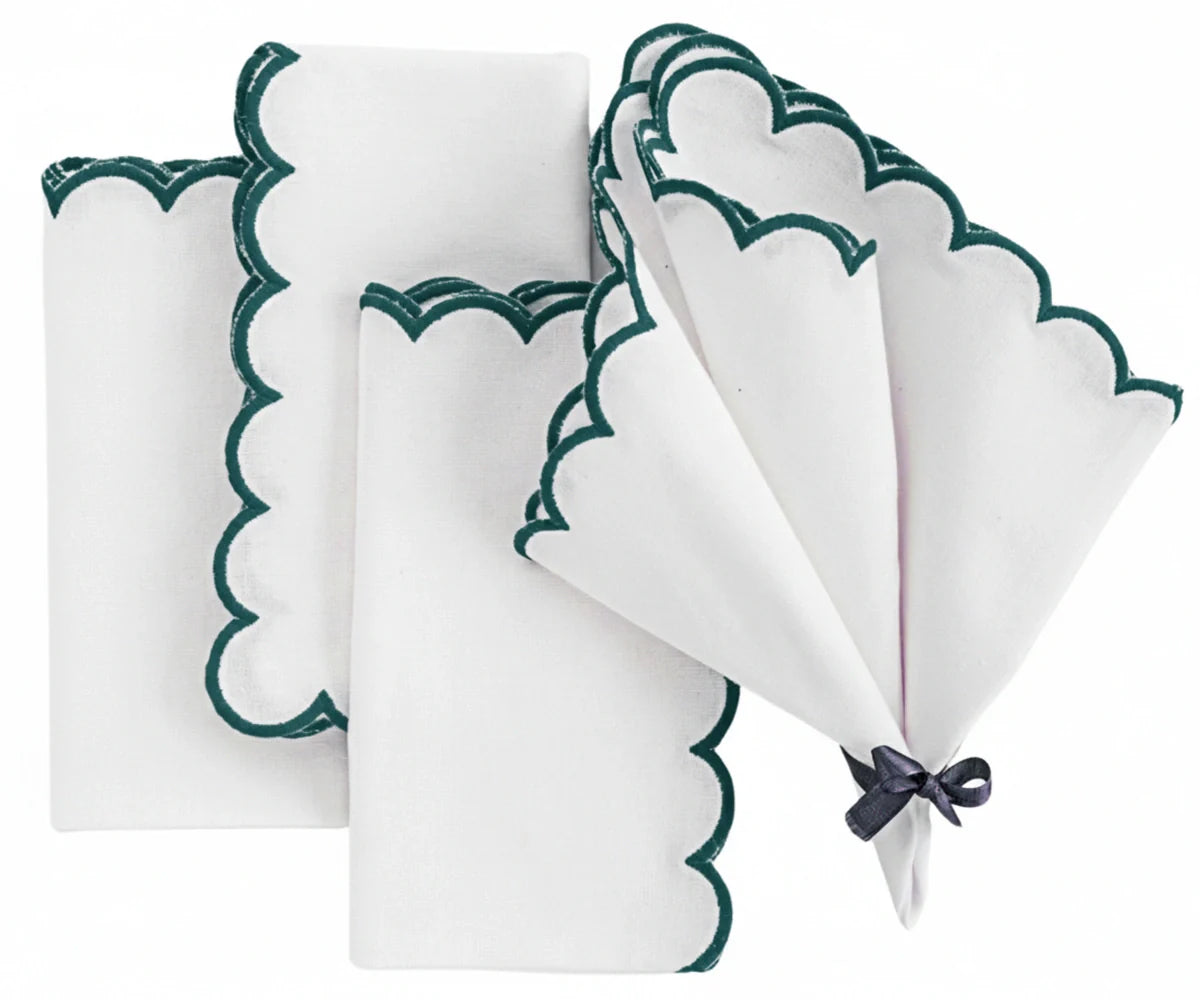 Green scallop napkins