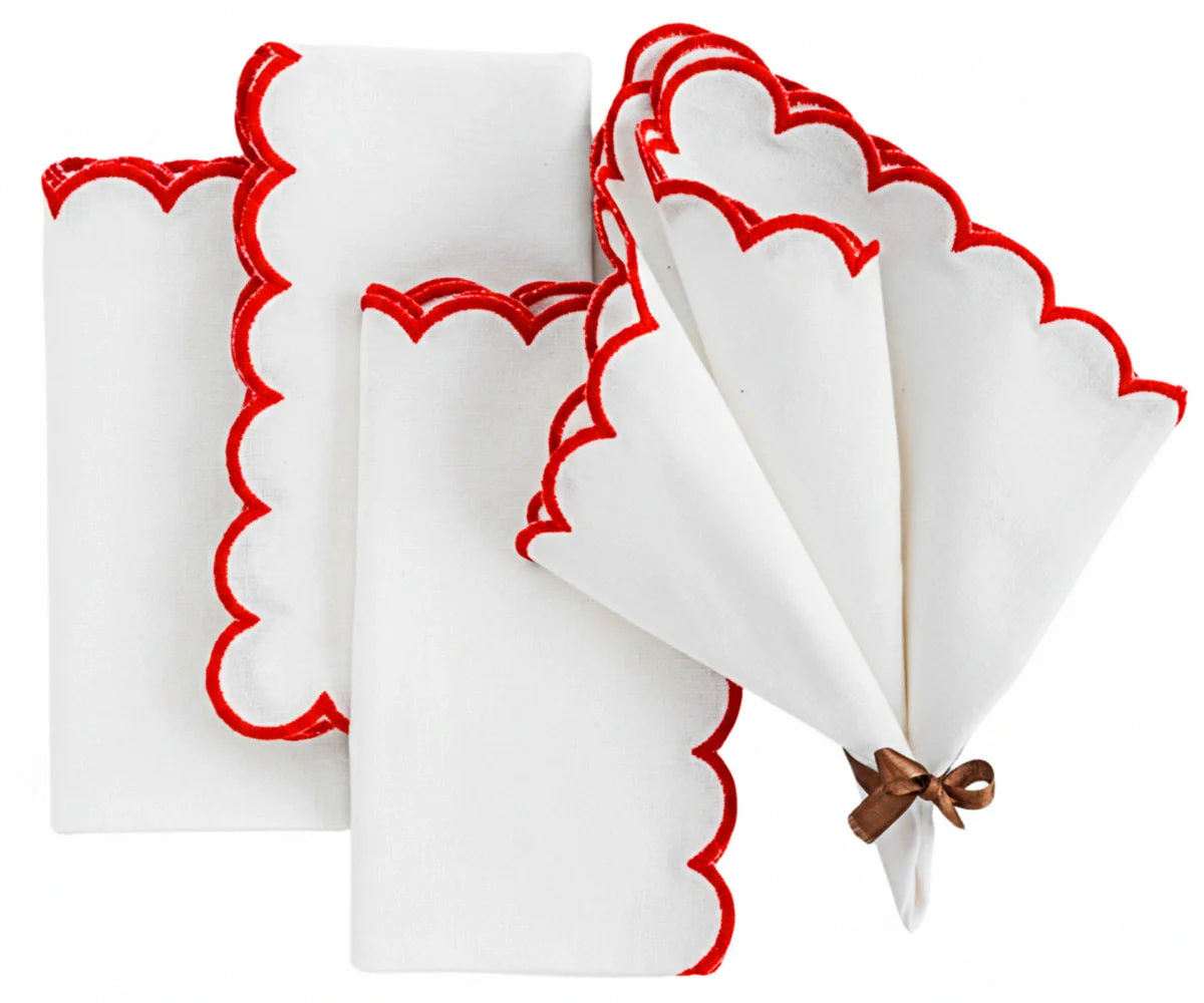 Scalloped Edge Linen Napkins