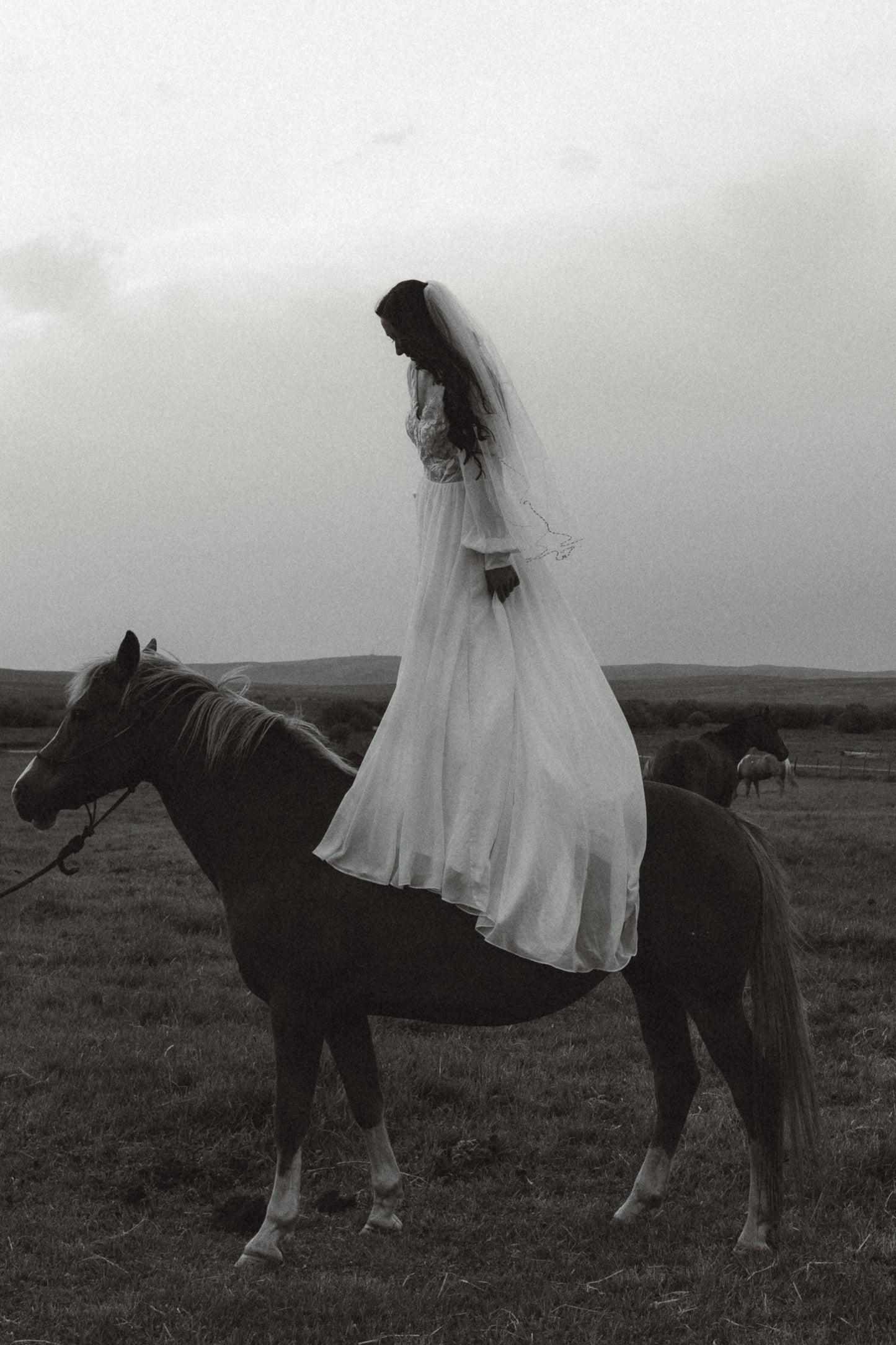 The Claire Gown – Nude Lace Western Wedding Dress with V-Neckline