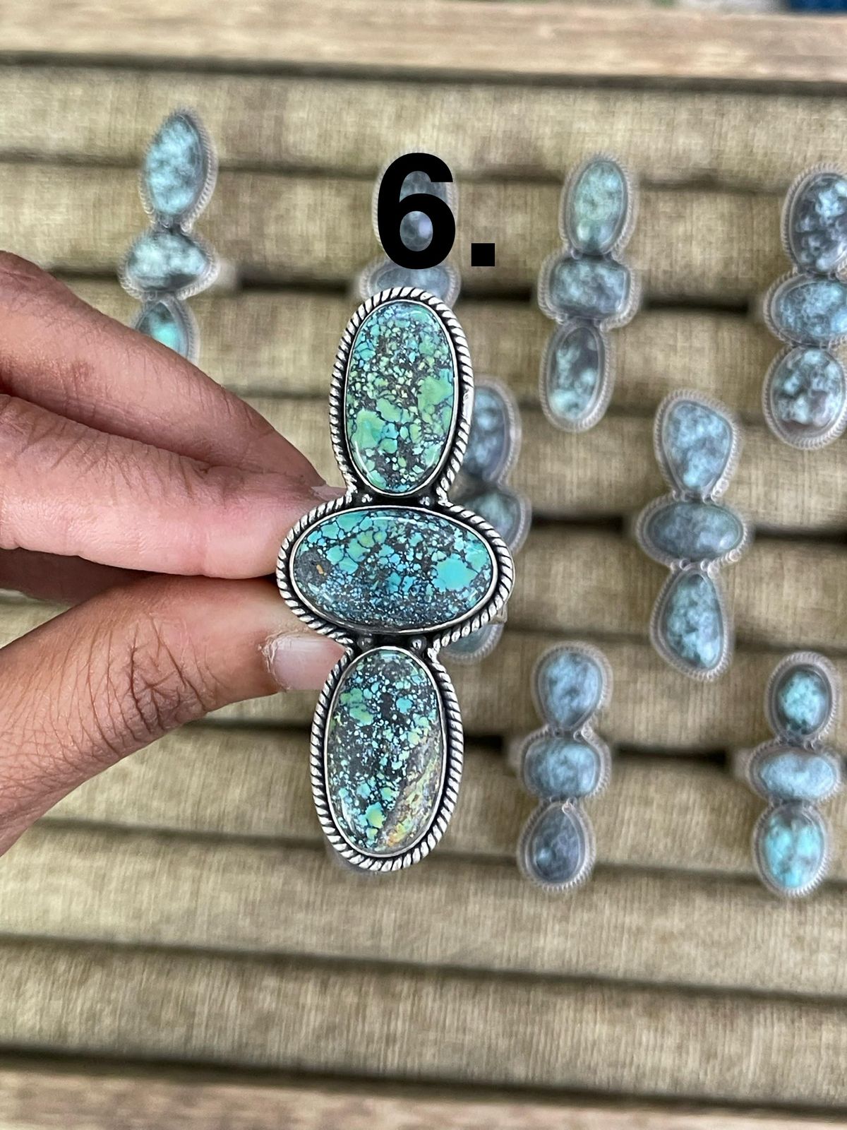 Handmade Sterling Silver Lander Turquoise Adjustable Ring, Signed Nizhoni