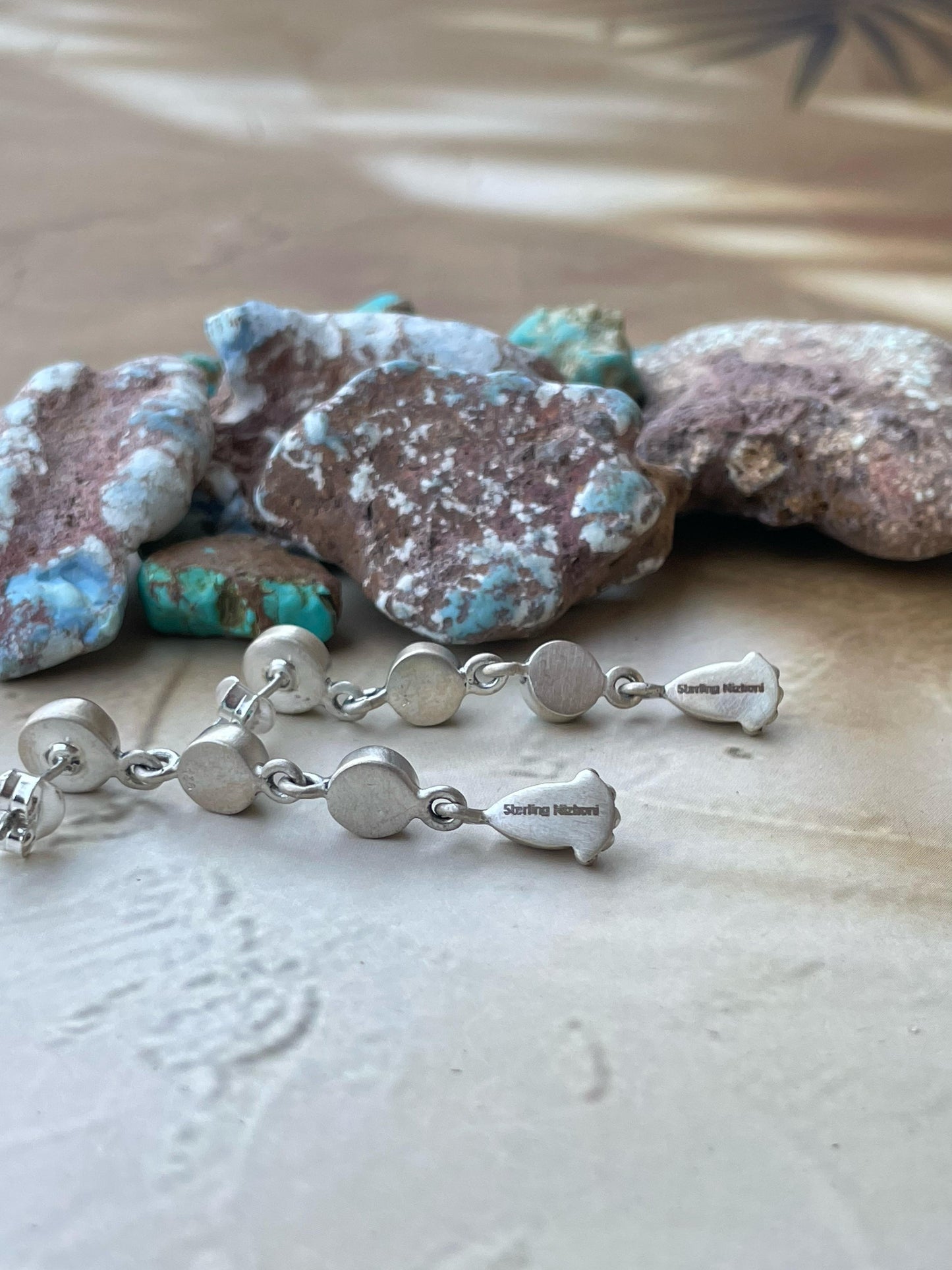Handmade Sterling Silver Pink Dream with Mojave post Earrings , Signed Nizhoni