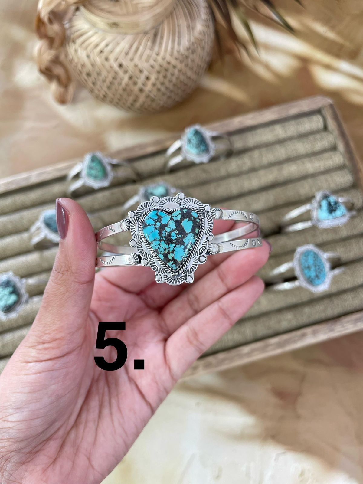 Handmade Sterling Silver Lander Turquoise Bracelet Signed Nizhoni