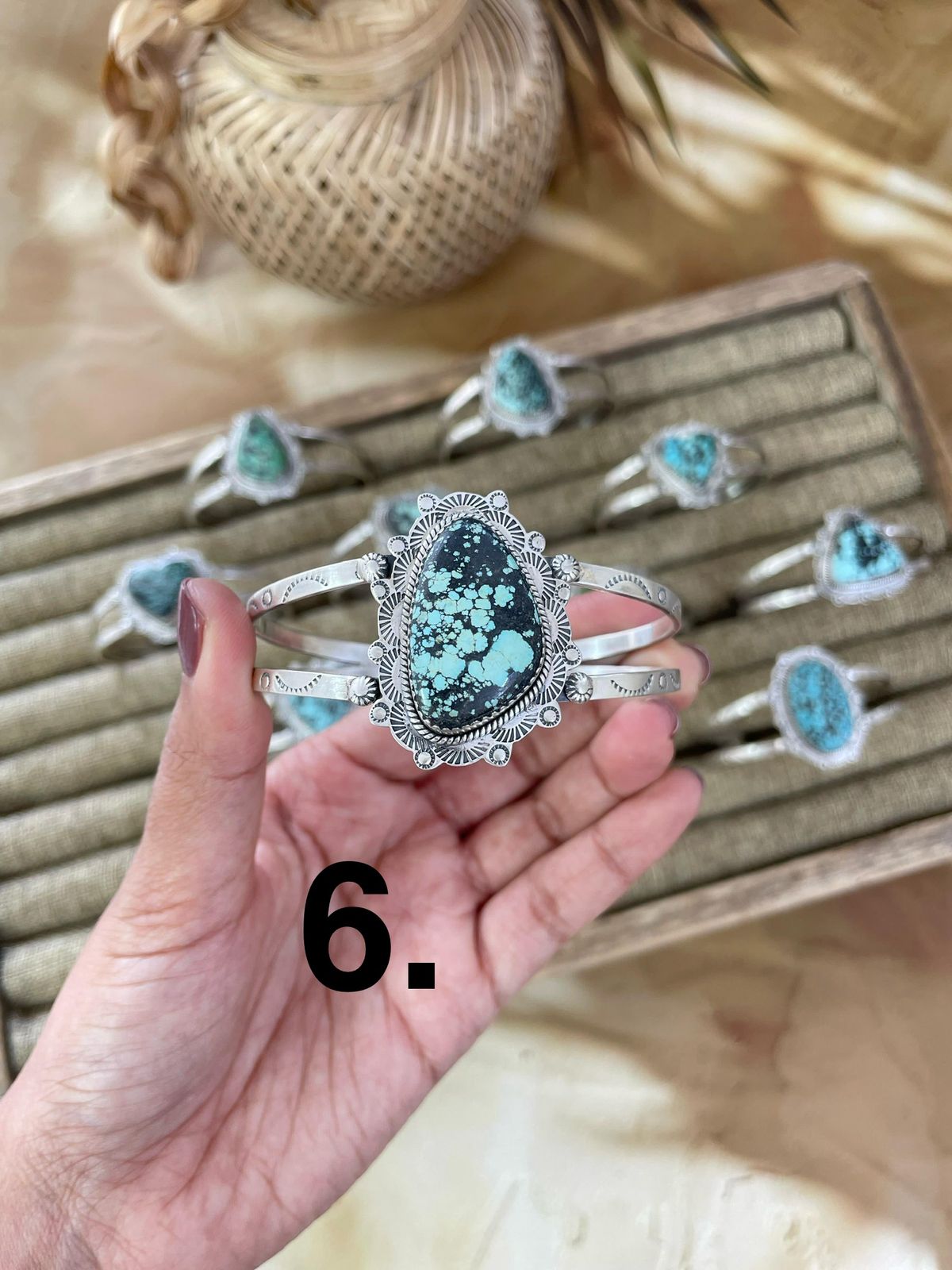 Handmade Sterling Silver Lander Turquoise Bracelet Signed Nizhoni