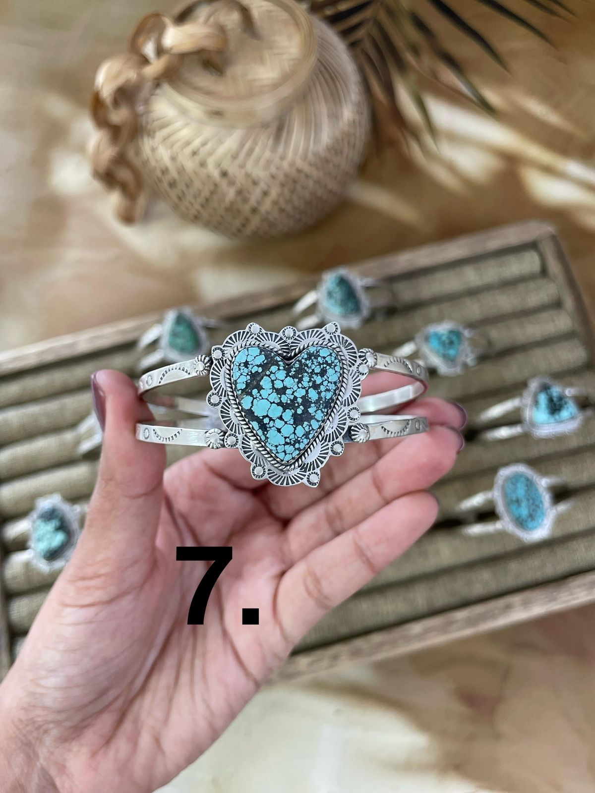 Handmade Sterling Silver Lander Turquoise Bracelet Signed Nizhoni