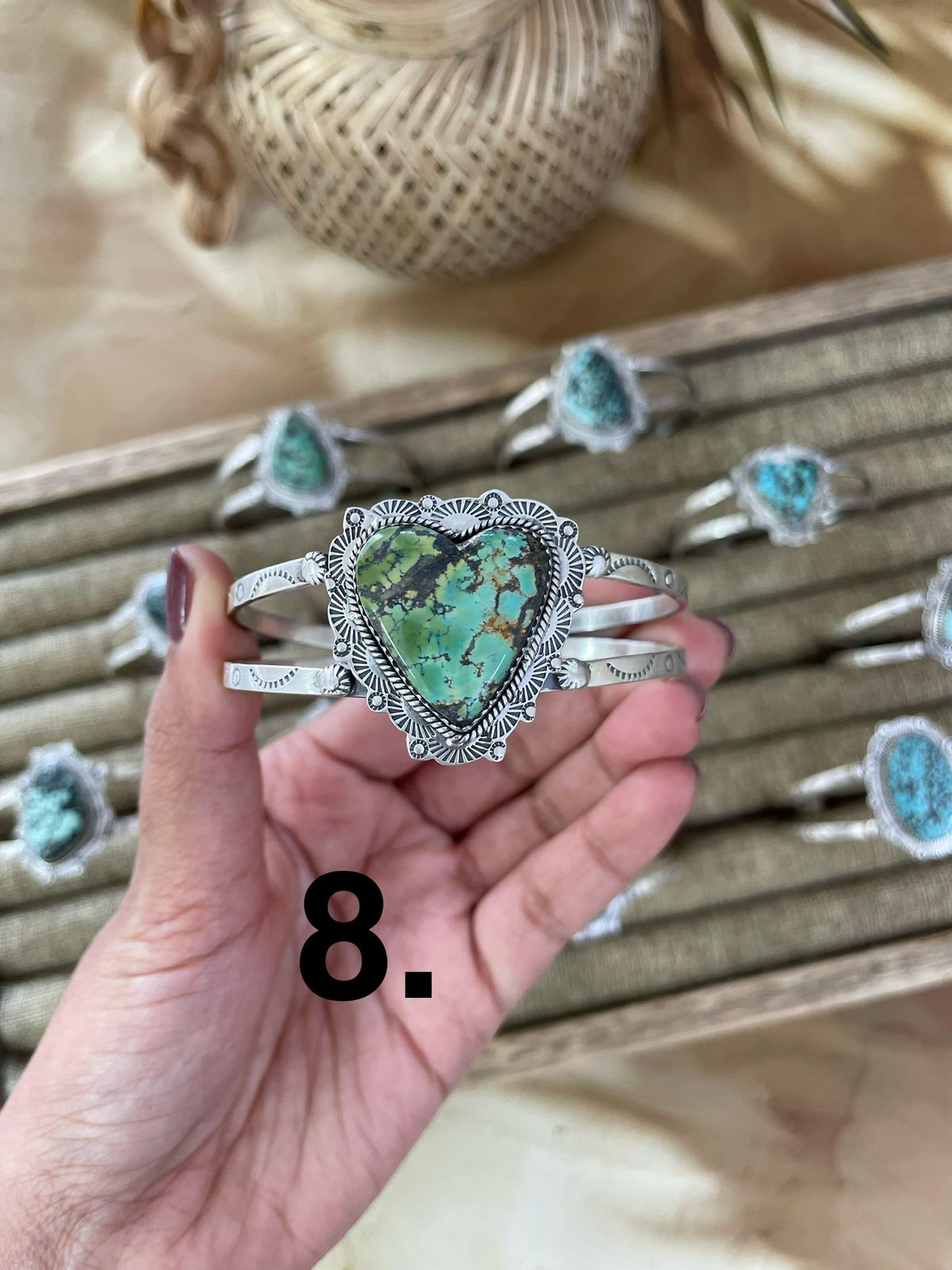 Handmade Sterling Silver Lander Turquoise Bracelet Signed Nizhoni