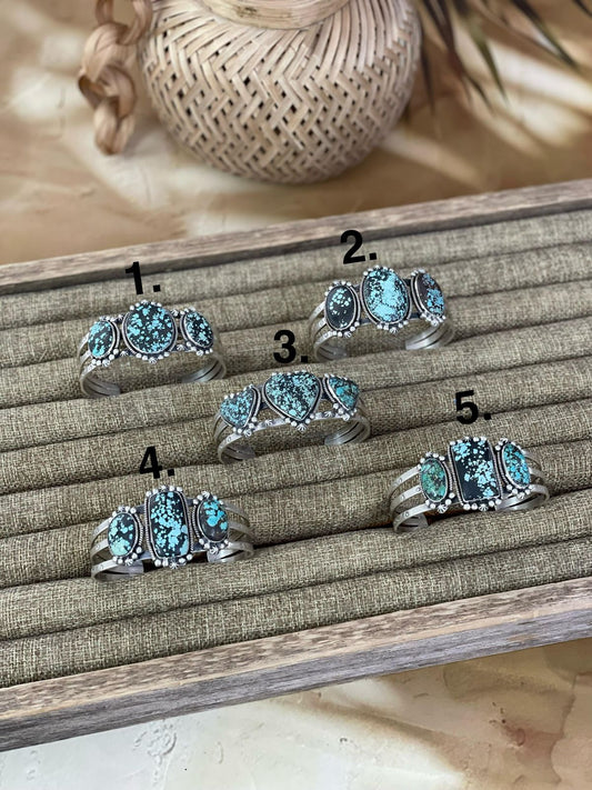 Handmade Sterling Silver Lander Turquoise Bracelet Signed Nizhoni