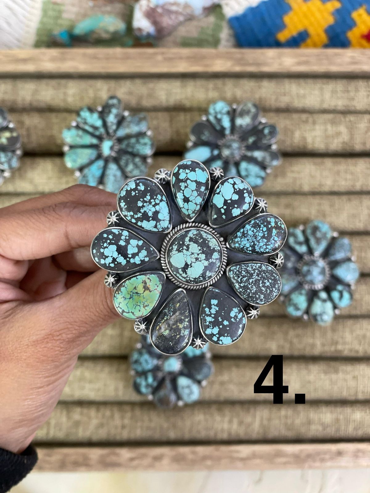 Handmade Sterling Silver Lander Turquoise Adjustable Ring, Signed Nizhoni