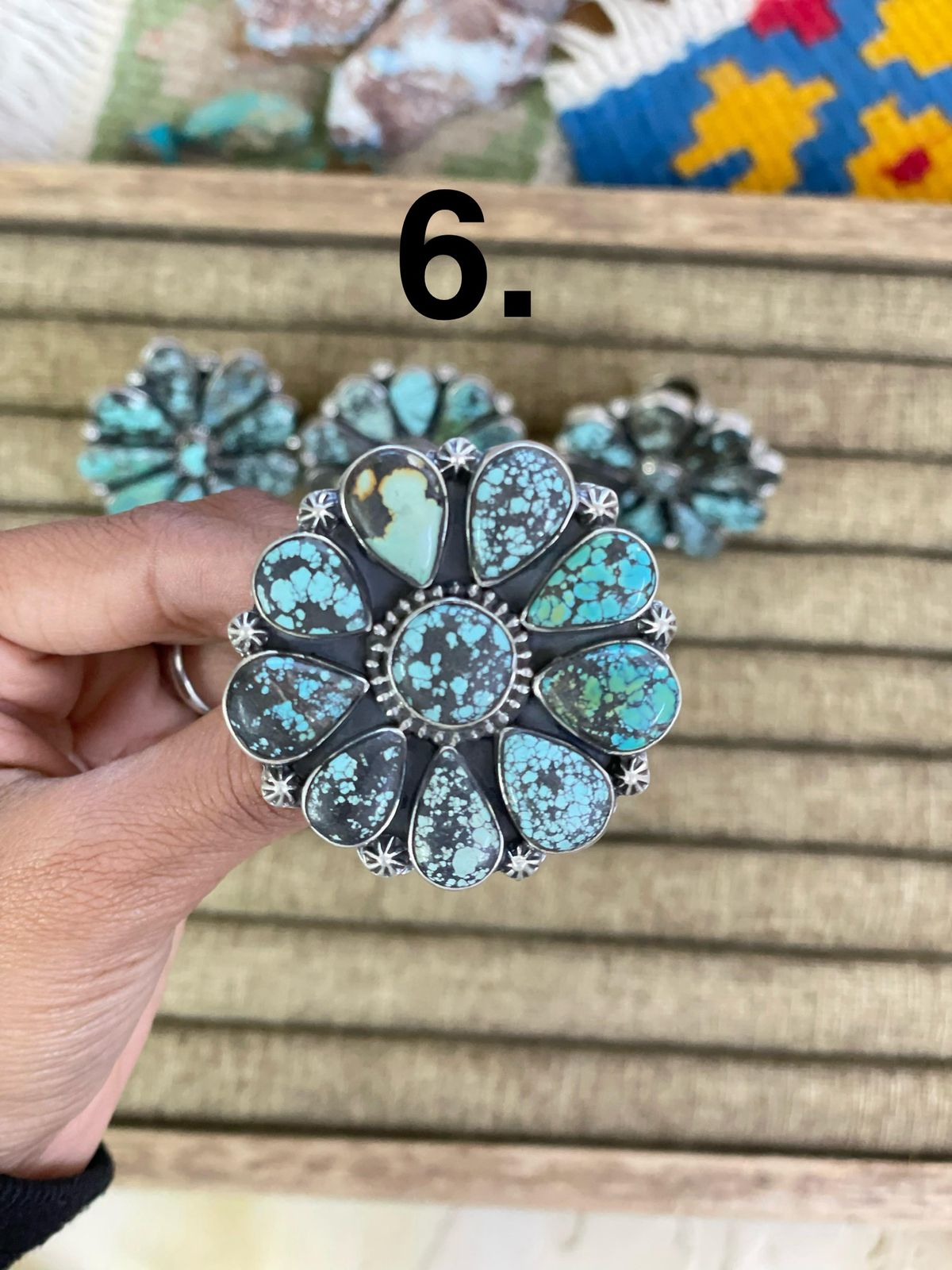 Handmade Sterling Silver Lander Turquoise Adjustable Ring, Signed Nizhoni