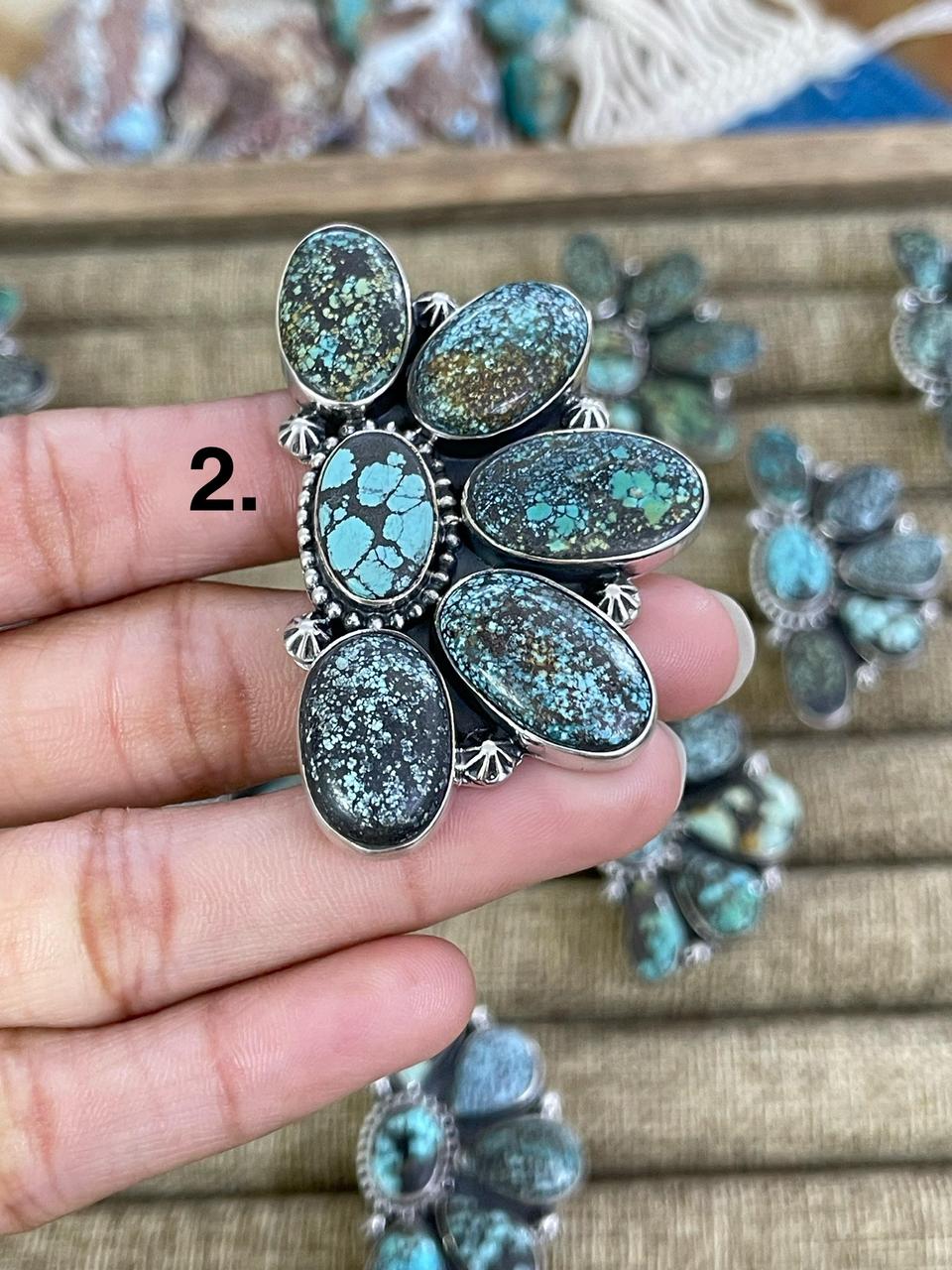 Handmade Sterling Silver Lander Turquoise Adjustable Ring, Signed Nizhoni