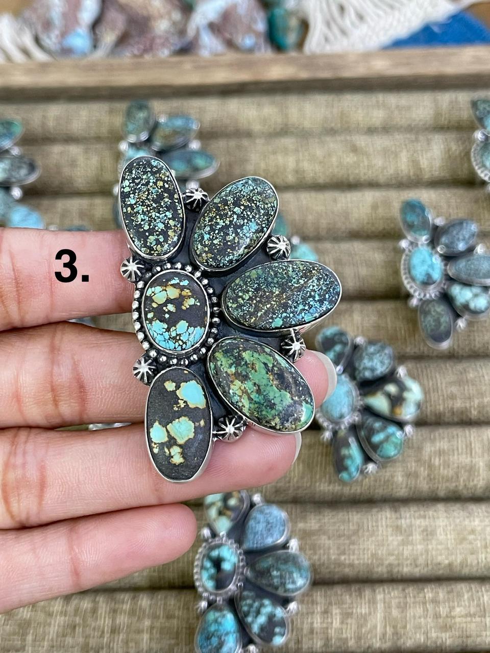 Handmade Sterling Silver Lander Turquoise Adjustable Ring, Signed Nizhoni