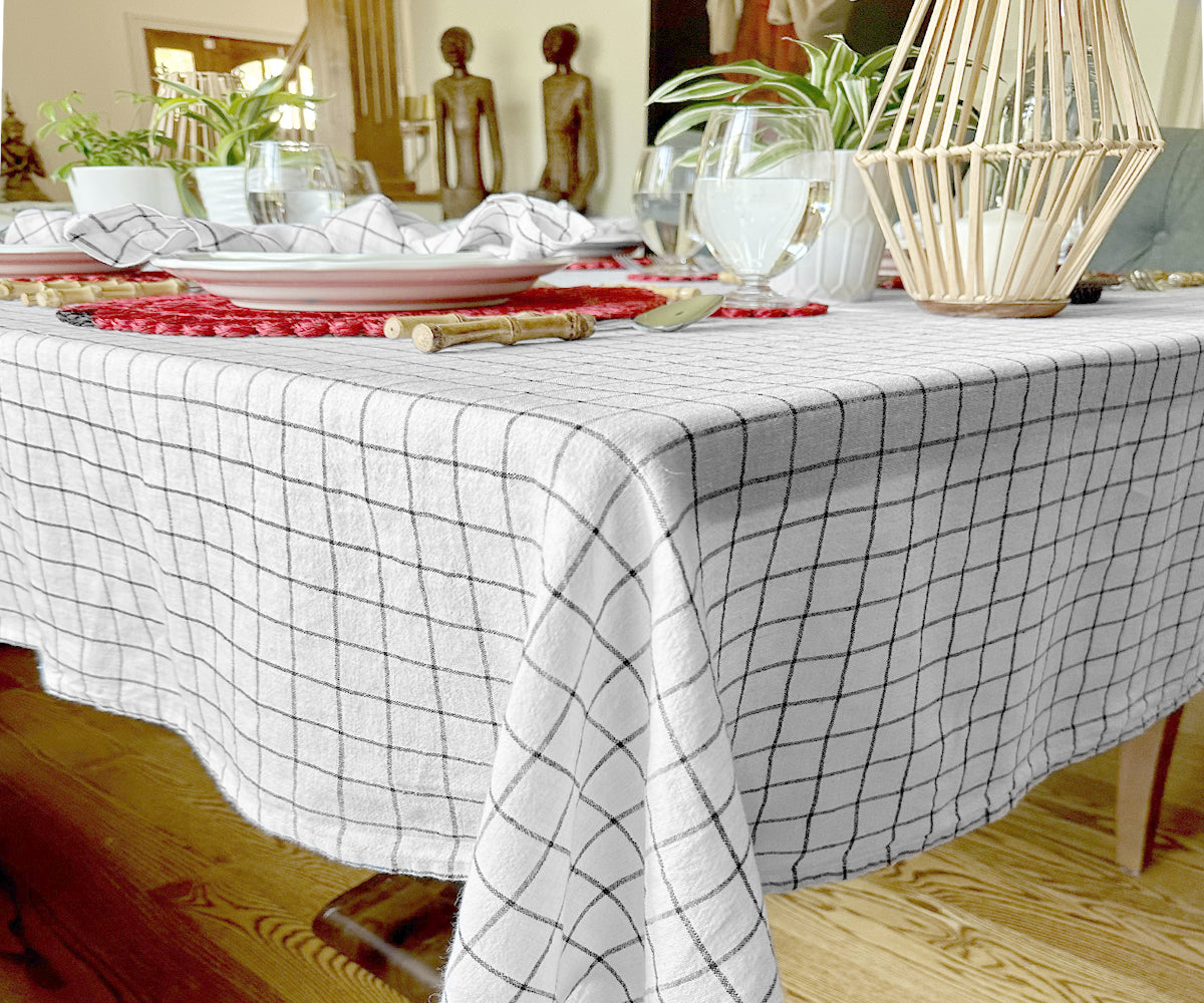 Linen Napkins - Grid Napkins Set of 4 & 8