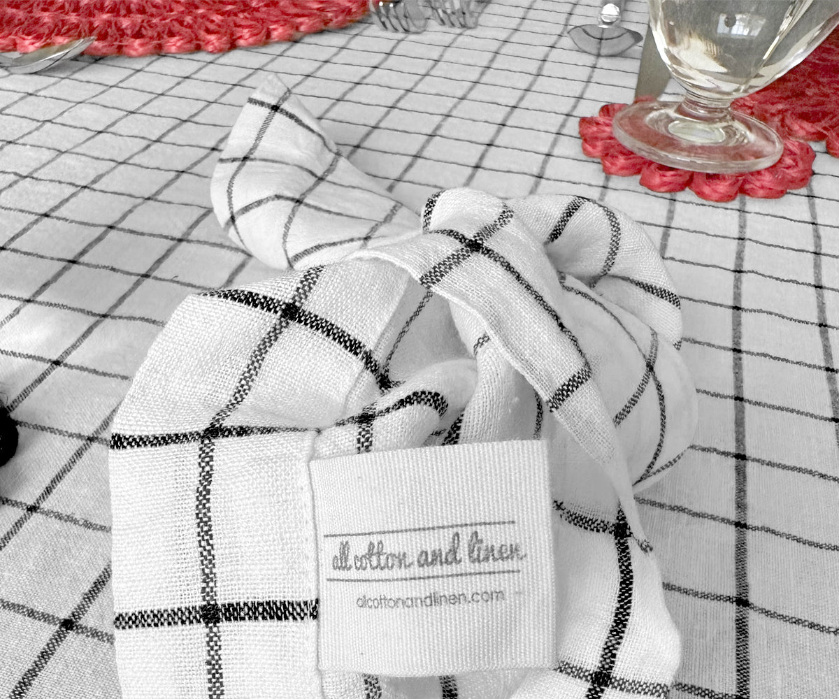 Black and White Linen Napkins
