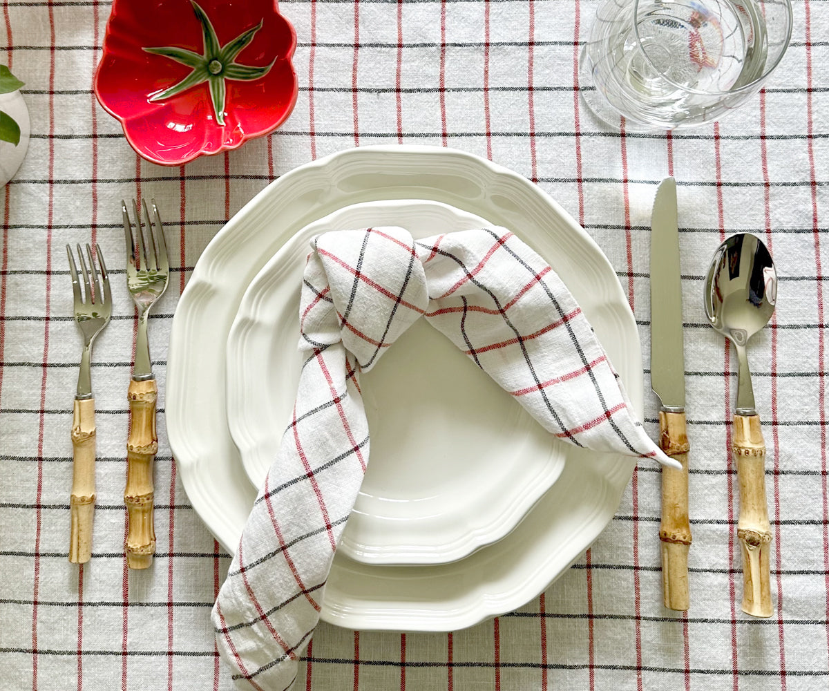 Linen Napkins - Grid Napkins Set of 4 & 8
