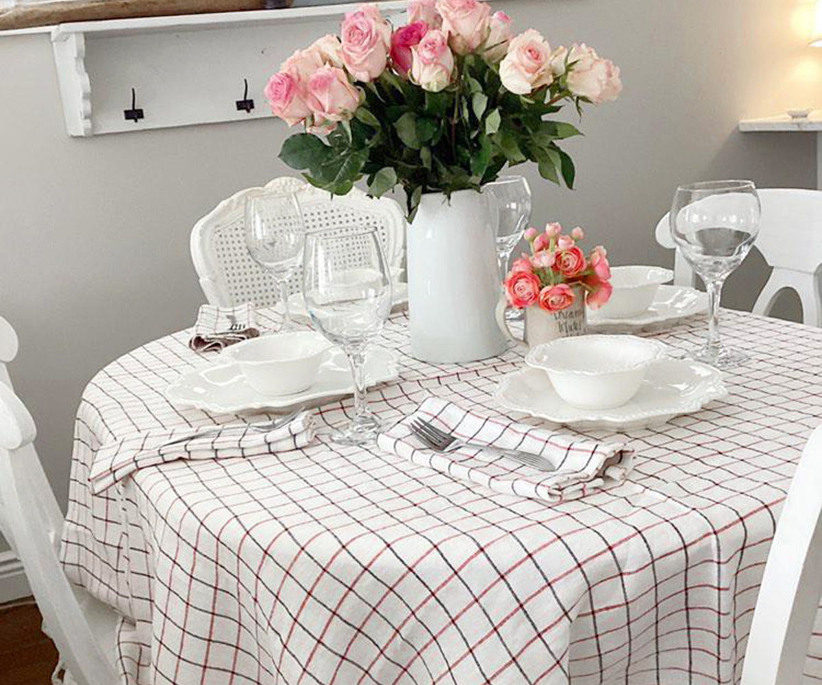 Linen Napkins - Grid Napkins Set of 4 & 8