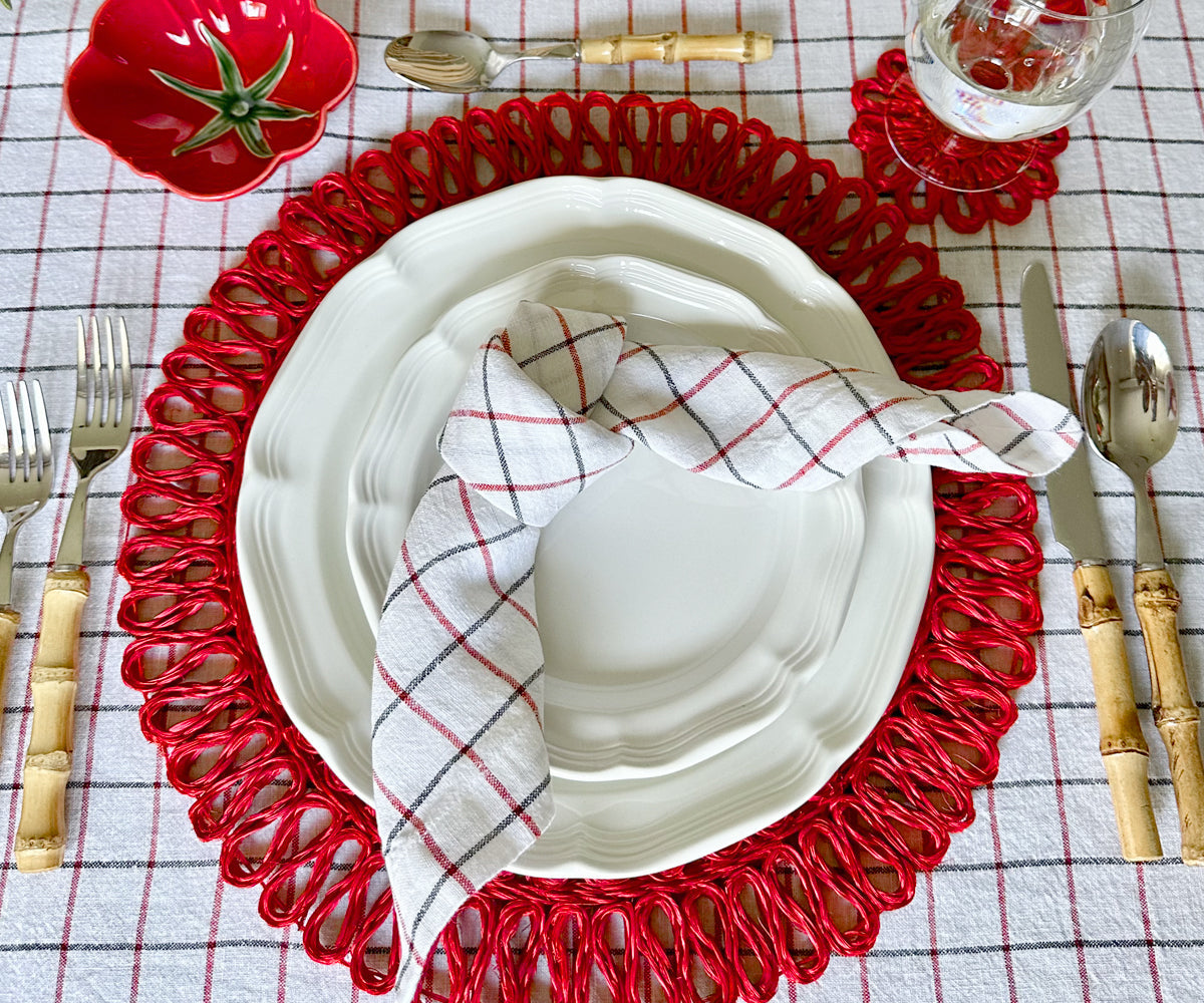 Linen Napkins - Grid Napkins Set of 4 & 8