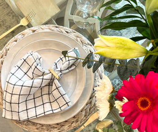 Black and White Linen Napkins