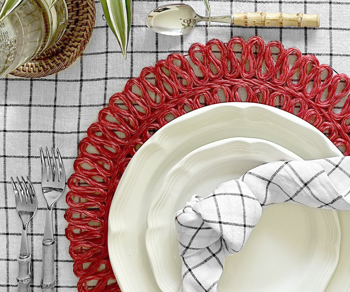 Linen Napkins - Grid Napkins Set of 4 & 8