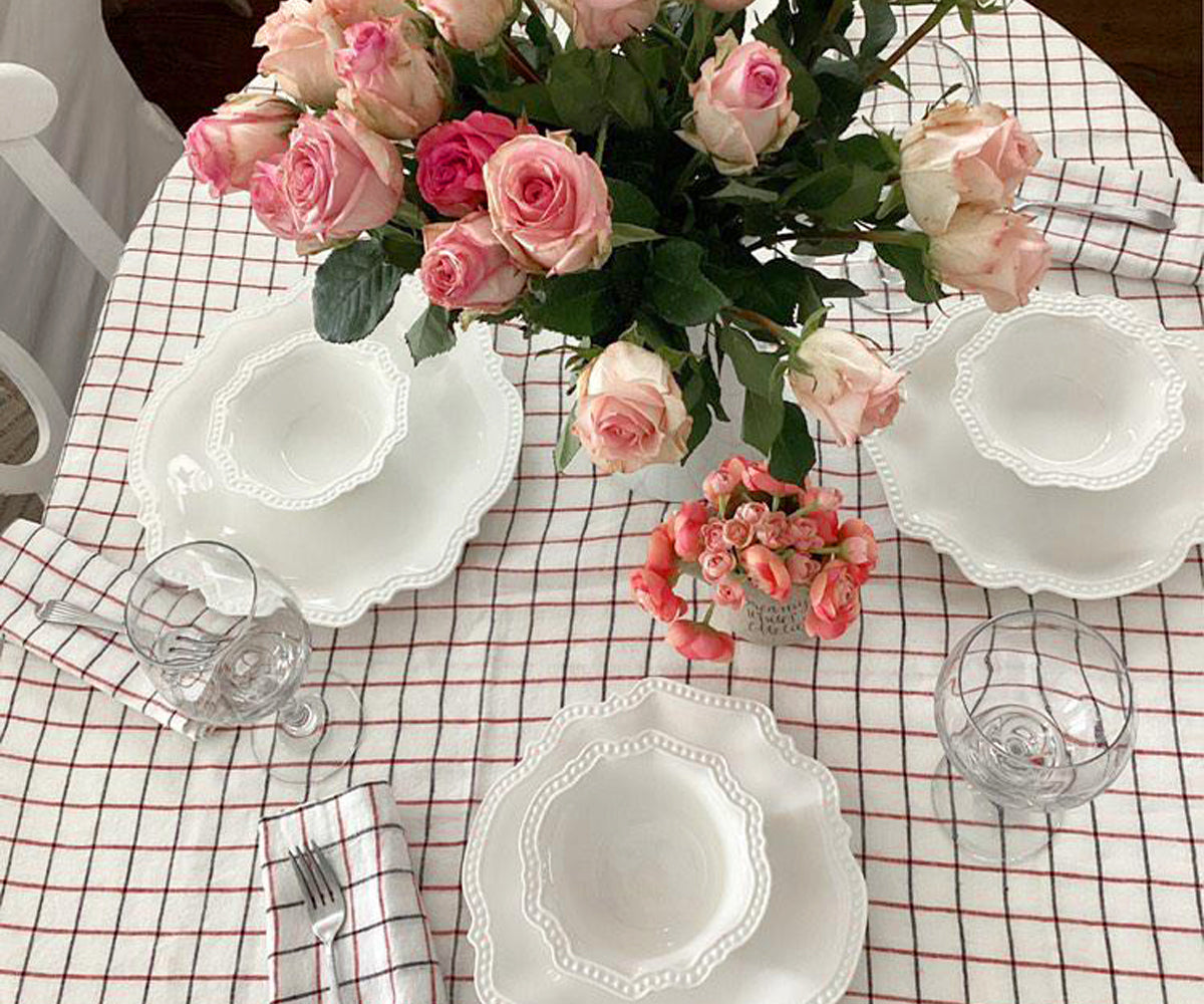 Linen Napkins - Grid Napkins Set of 4 & 8