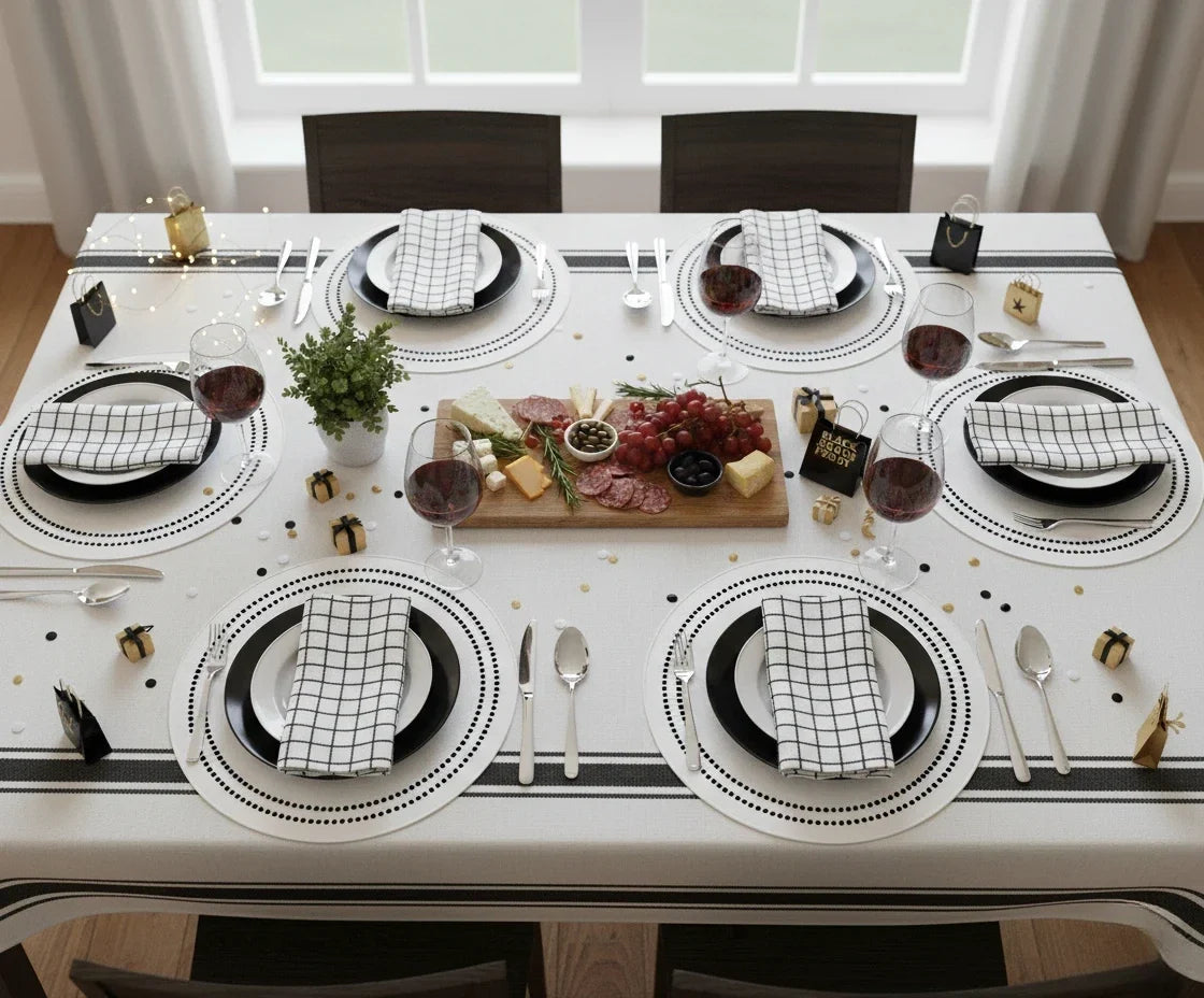 Black and White Linen Napkins