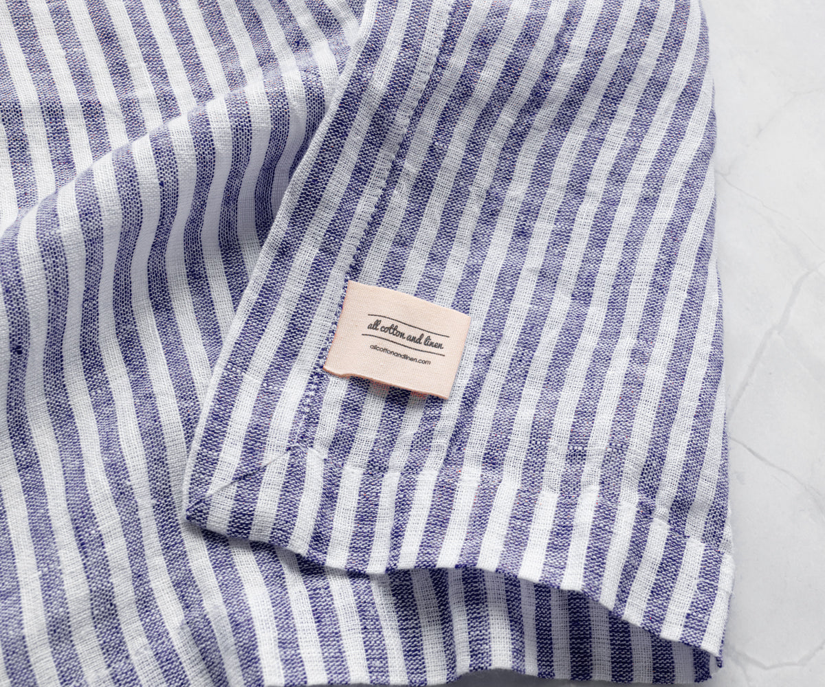 Blue Pinstripe Linen Napkins