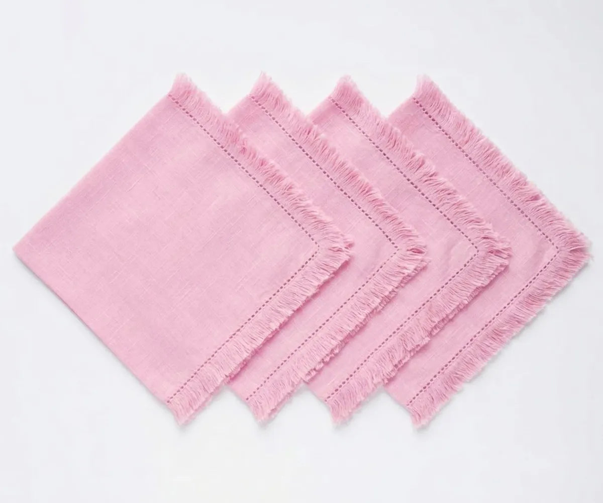 Blush Napkins with Fringe Edges
